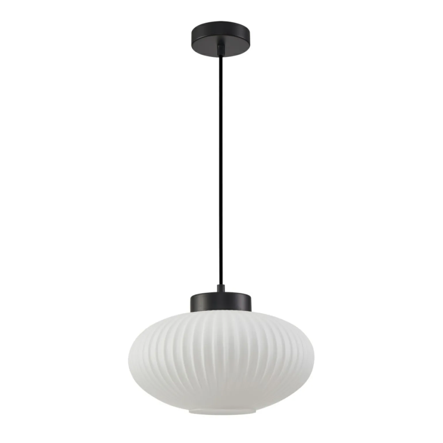 Shop Pojedynczy zwis z ozdobnym, białym kloszem PND-52376-1-BK serii GROSTE Żyrandole Nowoczesne