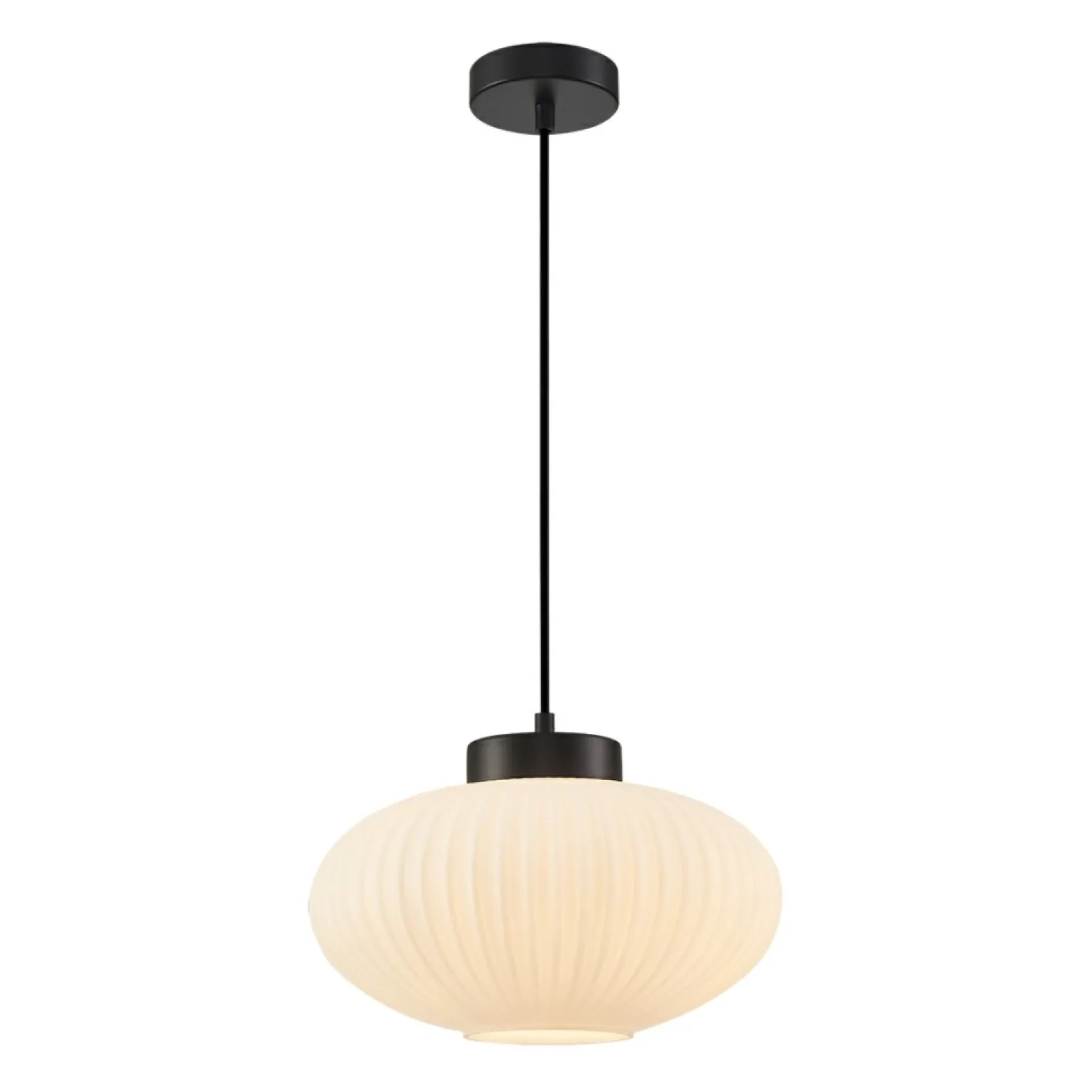 Shop Pojedynczy zwis z ozdobnym, białym kloszem PND-52376-1-BK serii GROSTE Żyrandole Nowoczesne