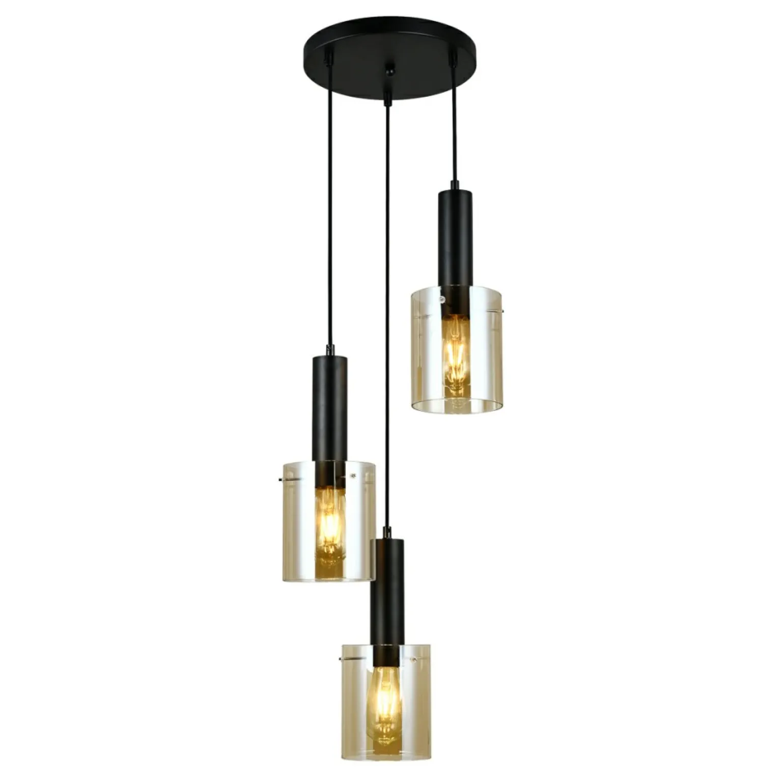 Online Ponadczasowa lampa wisząca PND-5581-3A-BK+AMB SARDO | Kaja Oświetlenie Żyrandole Nowoczesne