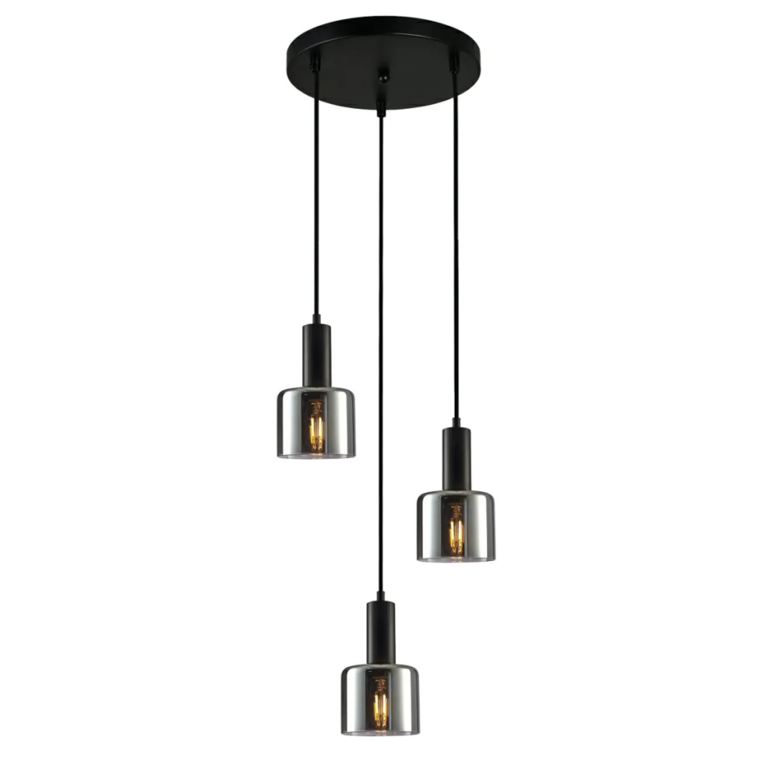 Hot Potrójna, czarna lampa wisząca PND-65342-3A-BK+SG SANTIA | Kaja Żyrandole Nowoczesne