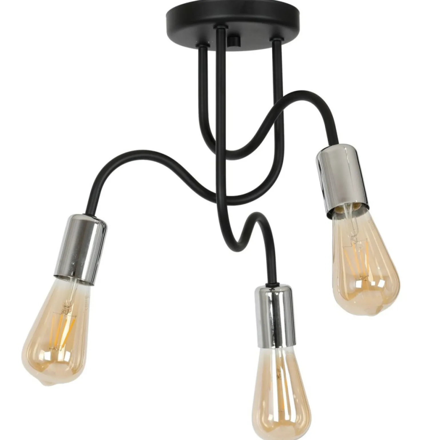 New Potrójna, czarno-srebrna lampa sufitowa LX 8071 z serii DOW | Kaja Żyrandole Nowoczesne