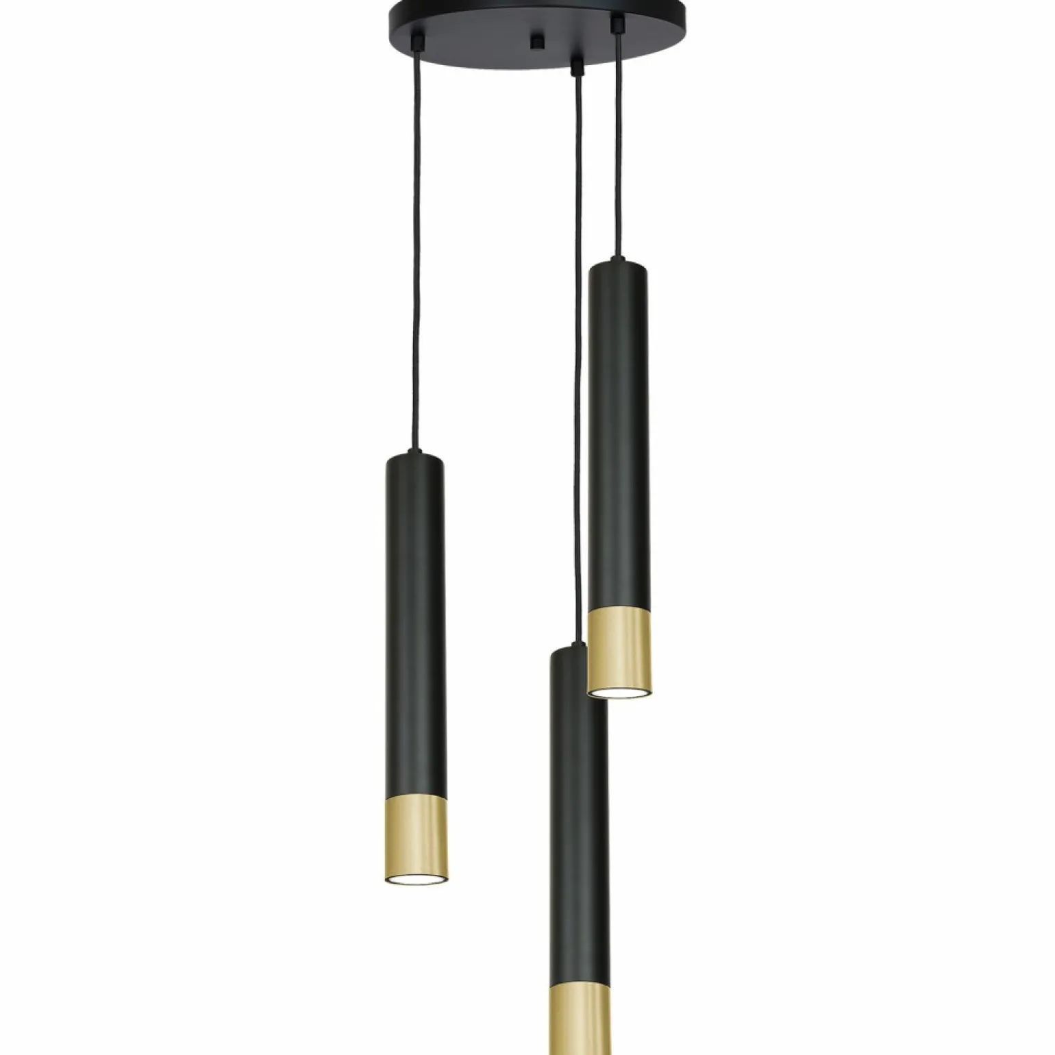 Best Sale Potrójna lampa wisząca, czarno-złote tuby LX 1567 z serii NEST | Kaja Żyrandole Nowoczesne