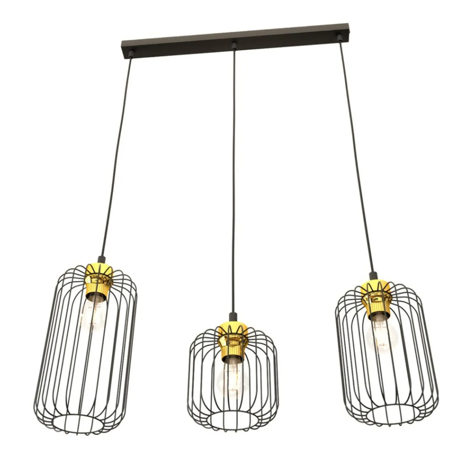 Discount Potrójna lampa wisząca ze złotymi elementami 1364/3 z serii VANDER Żyrandole Nowoczesne