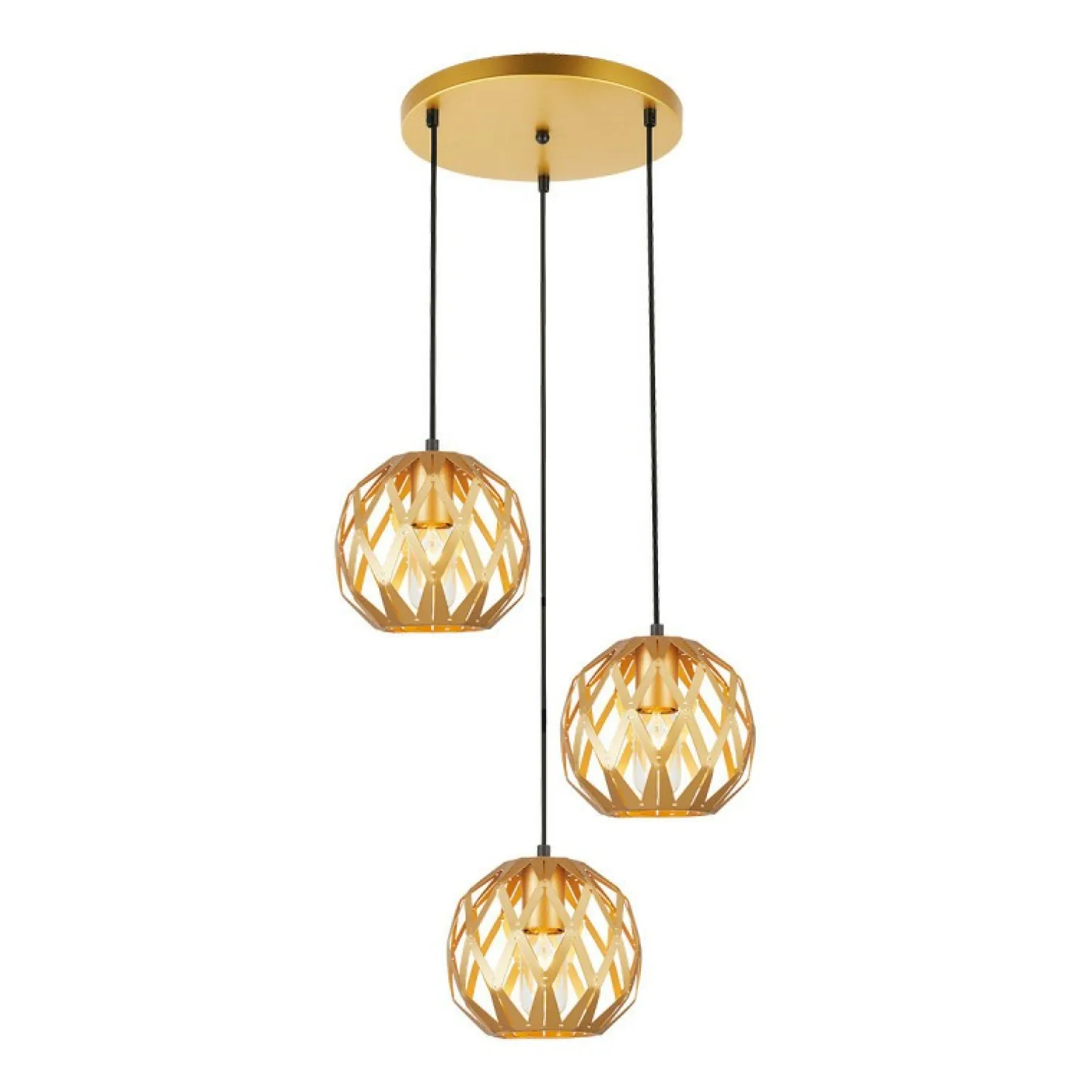 Shop Potrójna, ozdobna lampa do salonu PND-22341-3SA-GD z serii HILO | Kaja Żyrandole Nowoczesne