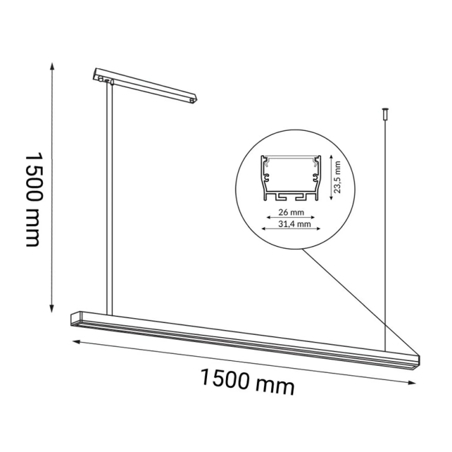 Outlet Pozioma lampa wisząca LED 150cm 4000K ANT 1855 HIATE | Kaja Żyrandole Nowoczesne