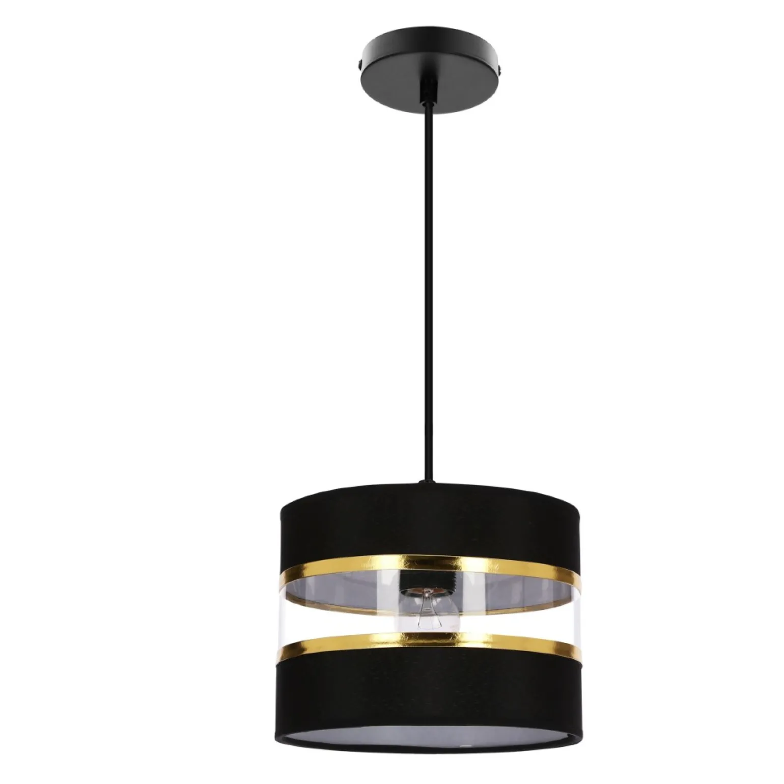 Best Prosta lampa wisząca z czarno-złotym abażurem 31-37572 PANDY | Kaja Żyrandole Nowoczesne