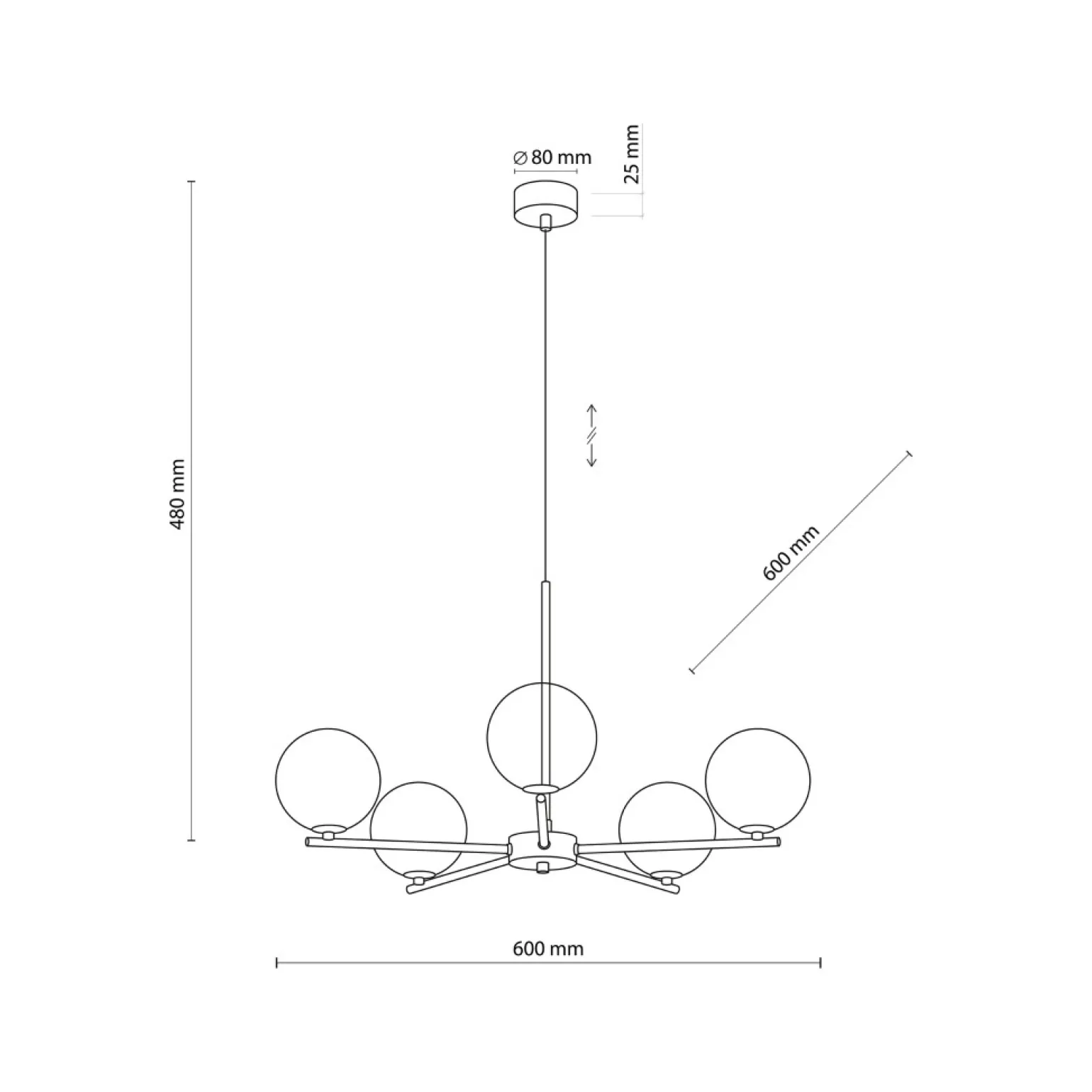 Cheap Prosta lampa wisząca z symetrycznymi ramionami TK 5728 z serii LARA Żyrandole Nowoczesne