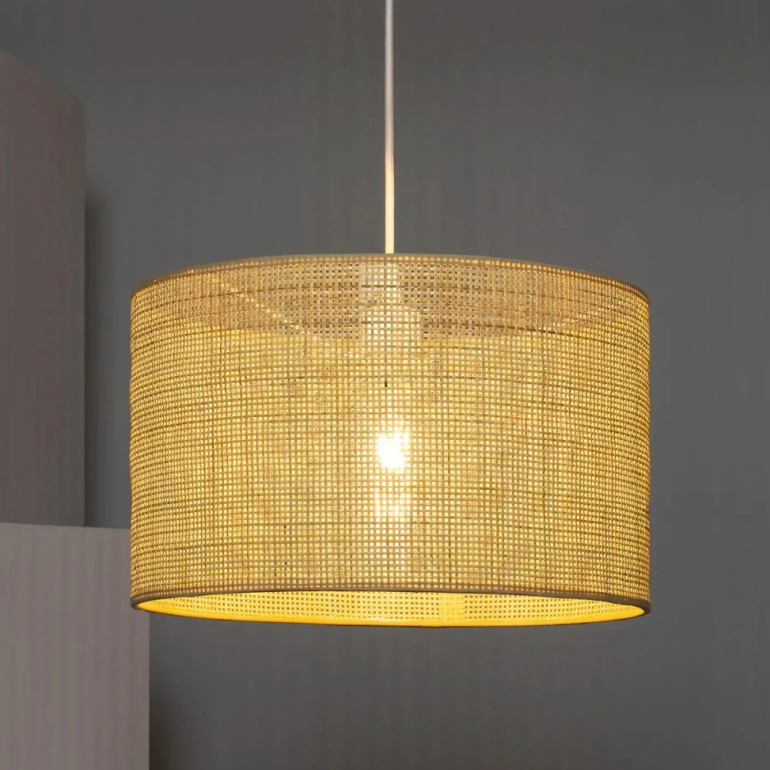 Store Rattanowa lampa o klasycznym kształcie ABR-LW18-BH-E27 BOHO | Kaja Żyrandole Nowoczesne