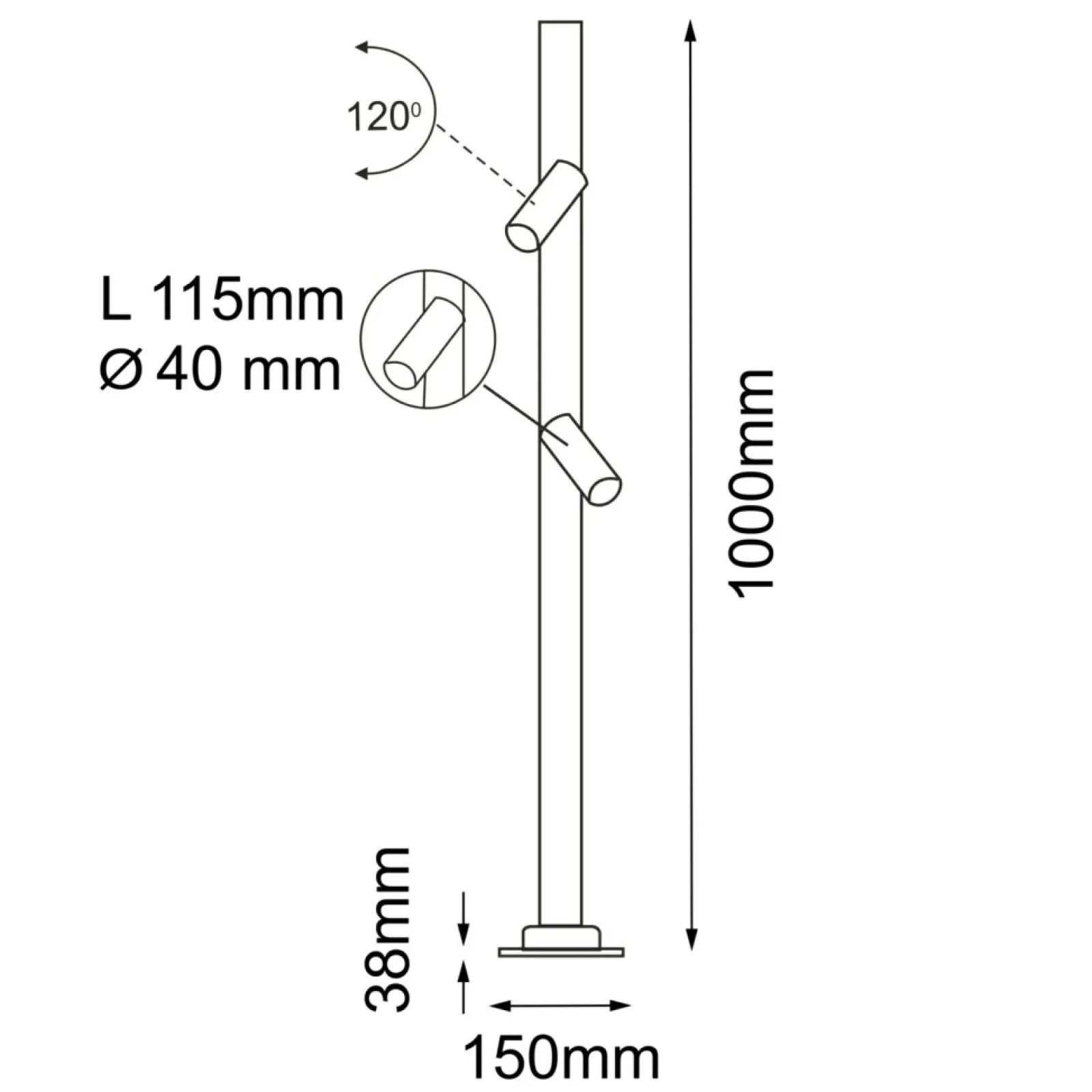 Sklep Kaja Reflektorowa lampa ogrodowa 100cm ANT 9910 GOSEN | Kaja Oświetlenie* Lampy Ogrodowe Stojące