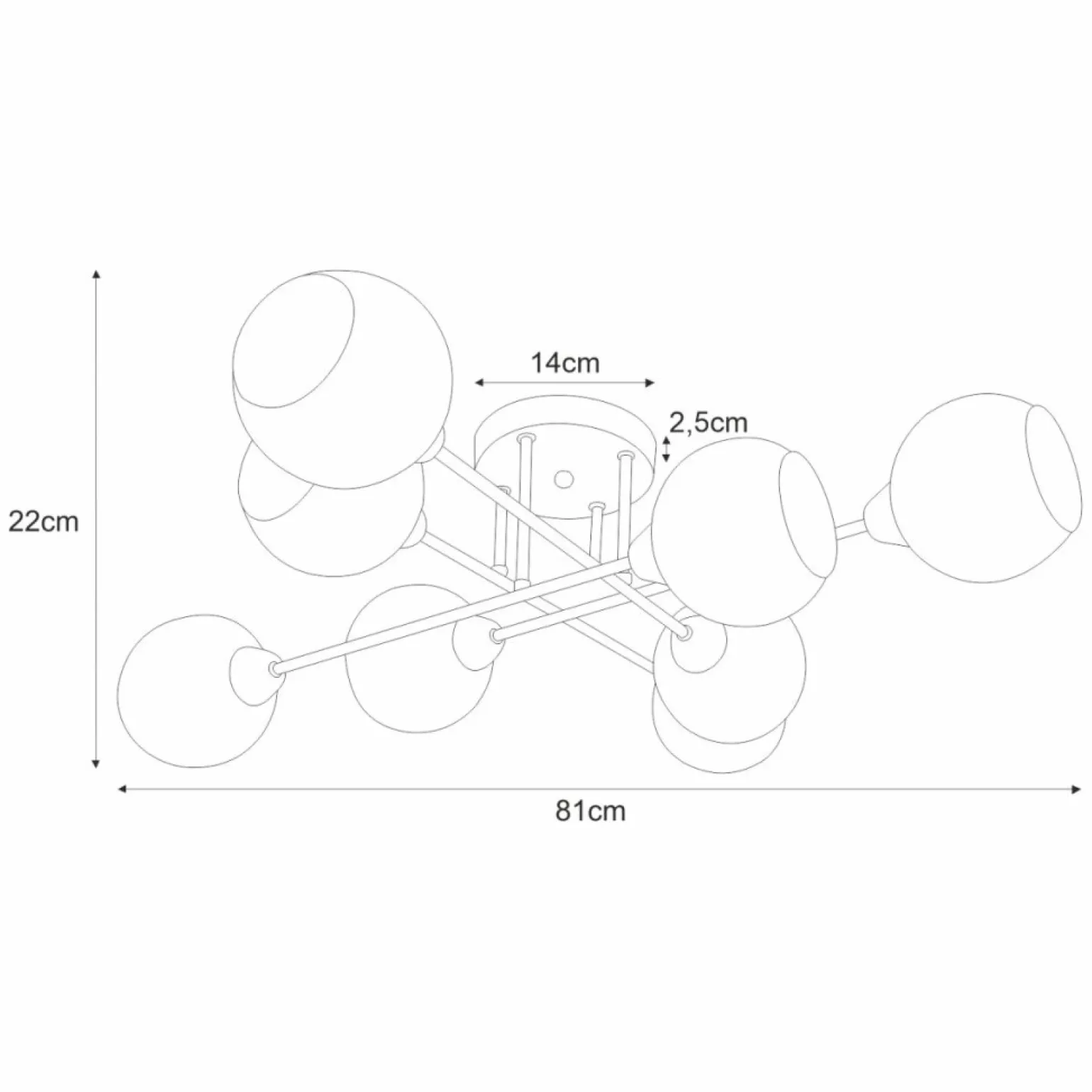 Hot Rozłożysta, stylowa lampa sufitowa K-JSL-1302/8 FONS | Kaja Żyrandole Nowoczesne