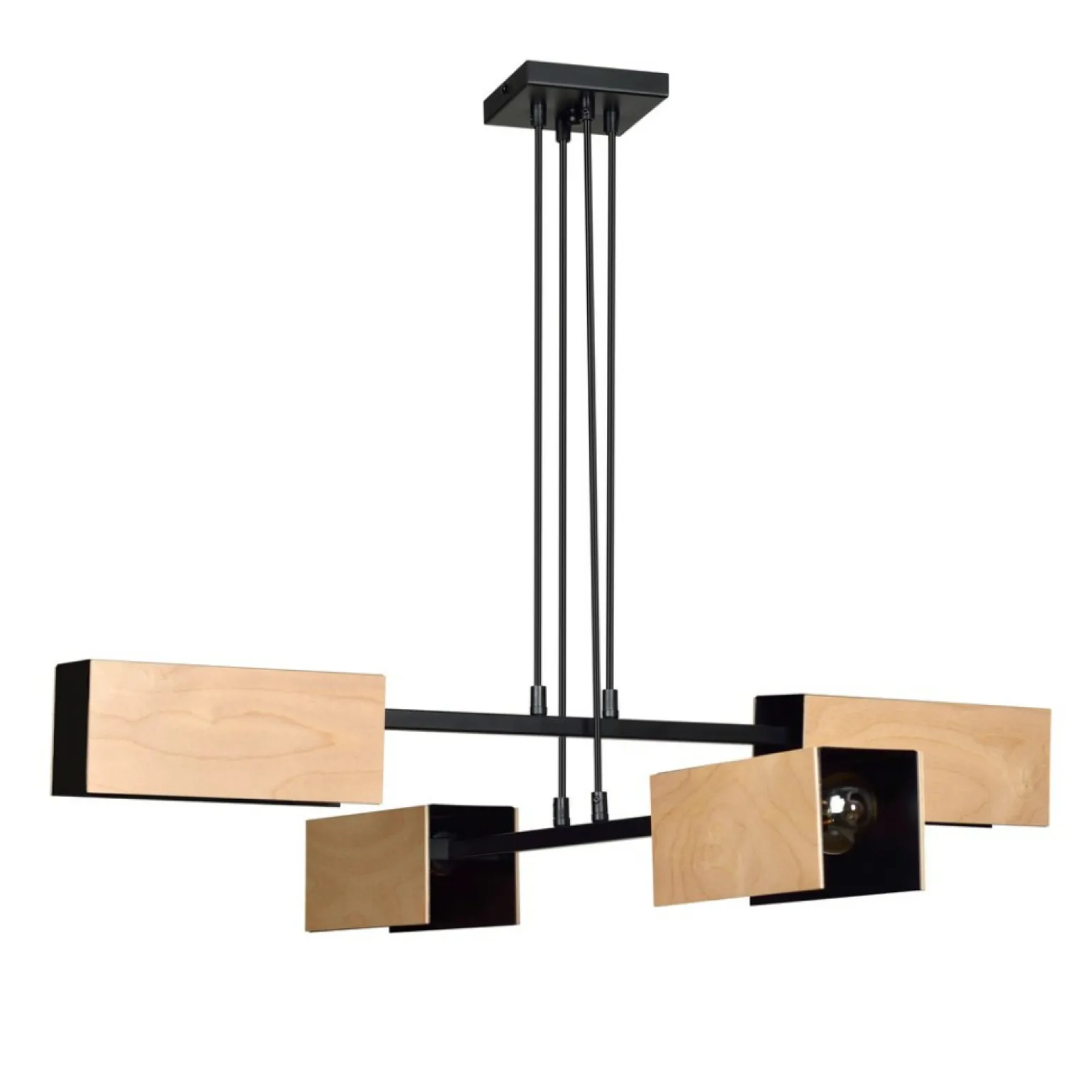 Best Rustykalna, czarno-drewniana lampa wisząca 616/4 ZAPER | Kaja Żyrandole Nowoczesne