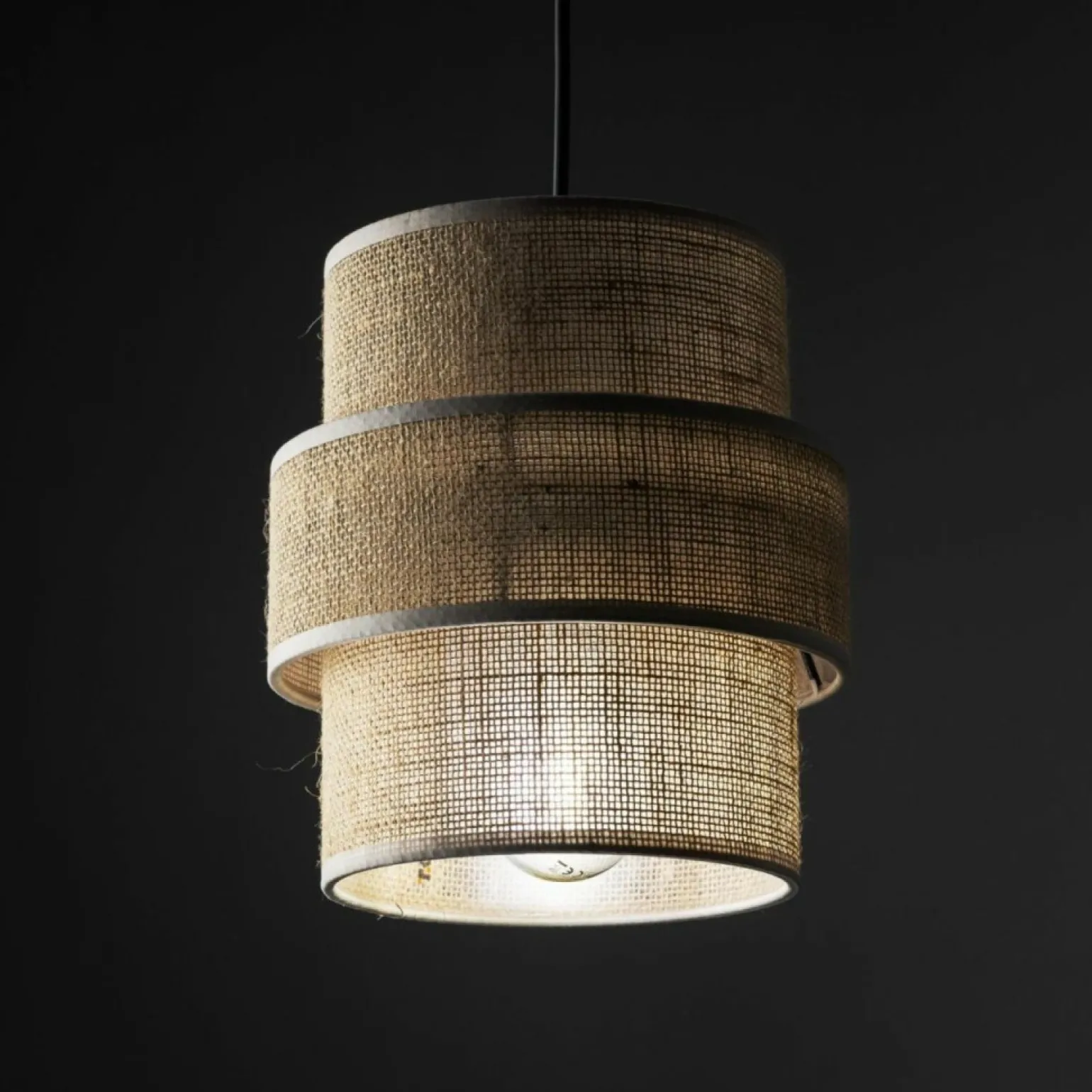 Online Rustykalna lampa wisząca, beżowy abażur TK 5401 CALISTO JUTA | Kaja Żyrandole Nowoczesne