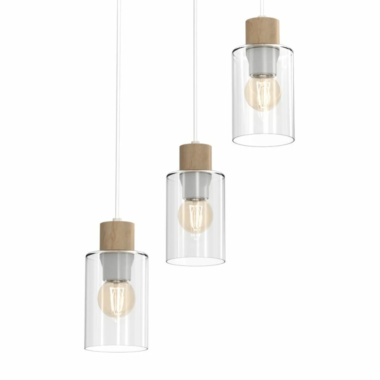New Rustykalna lampa z drewnianymi oprawkami MLP8556 MADERA | Kaja Żyrandole Nowoczesne