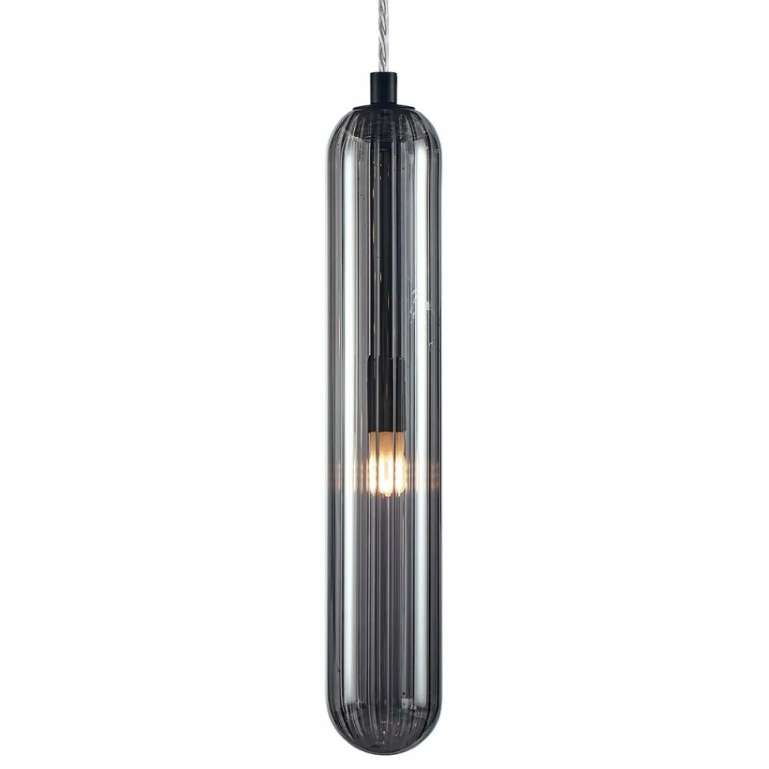 Shop Smukły zwis z ryflowanym, dymionym kloszem ML0337 PAX | Kaja Żyrandole Nowoczesne