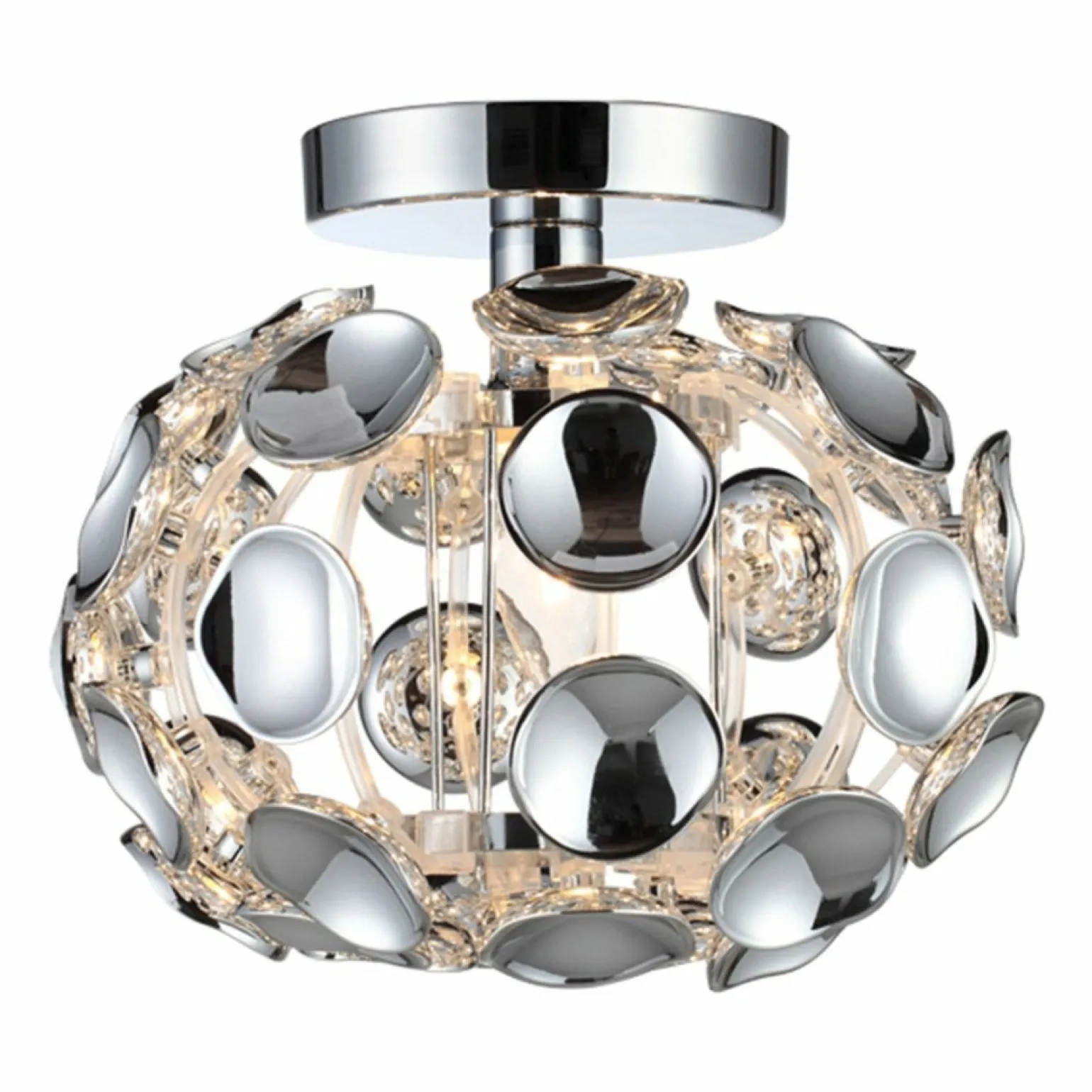 Outlet Srebrna lampa sufitowa, kulka LP-17060/1C FERRARA | Kaja Oświetlenie Żyrandole Nowoczesne