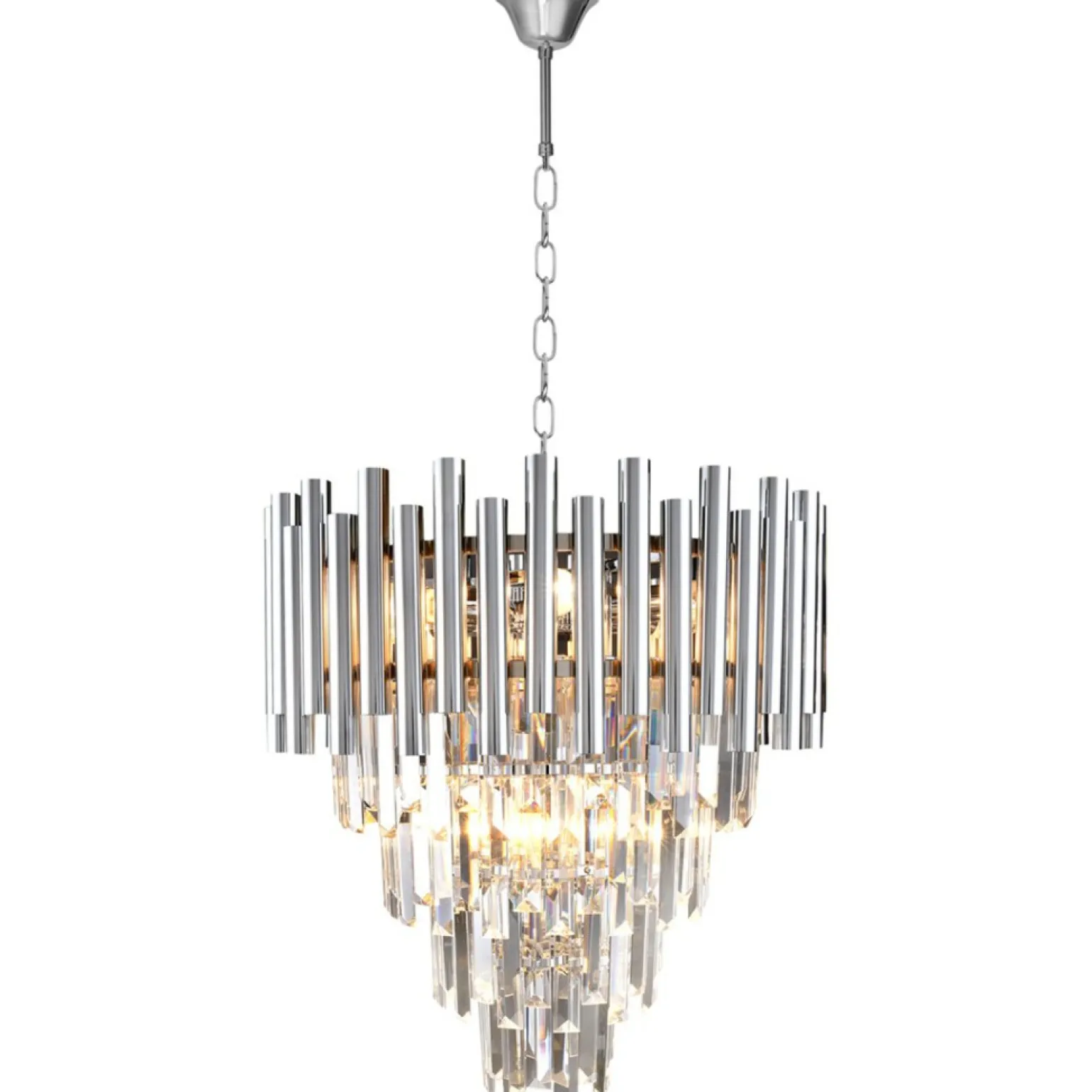 Shop Srebrny żyrandol z kryształami, na łańcuchu ML5991 MADISON | Kaja Żyrandole Nowoczesne