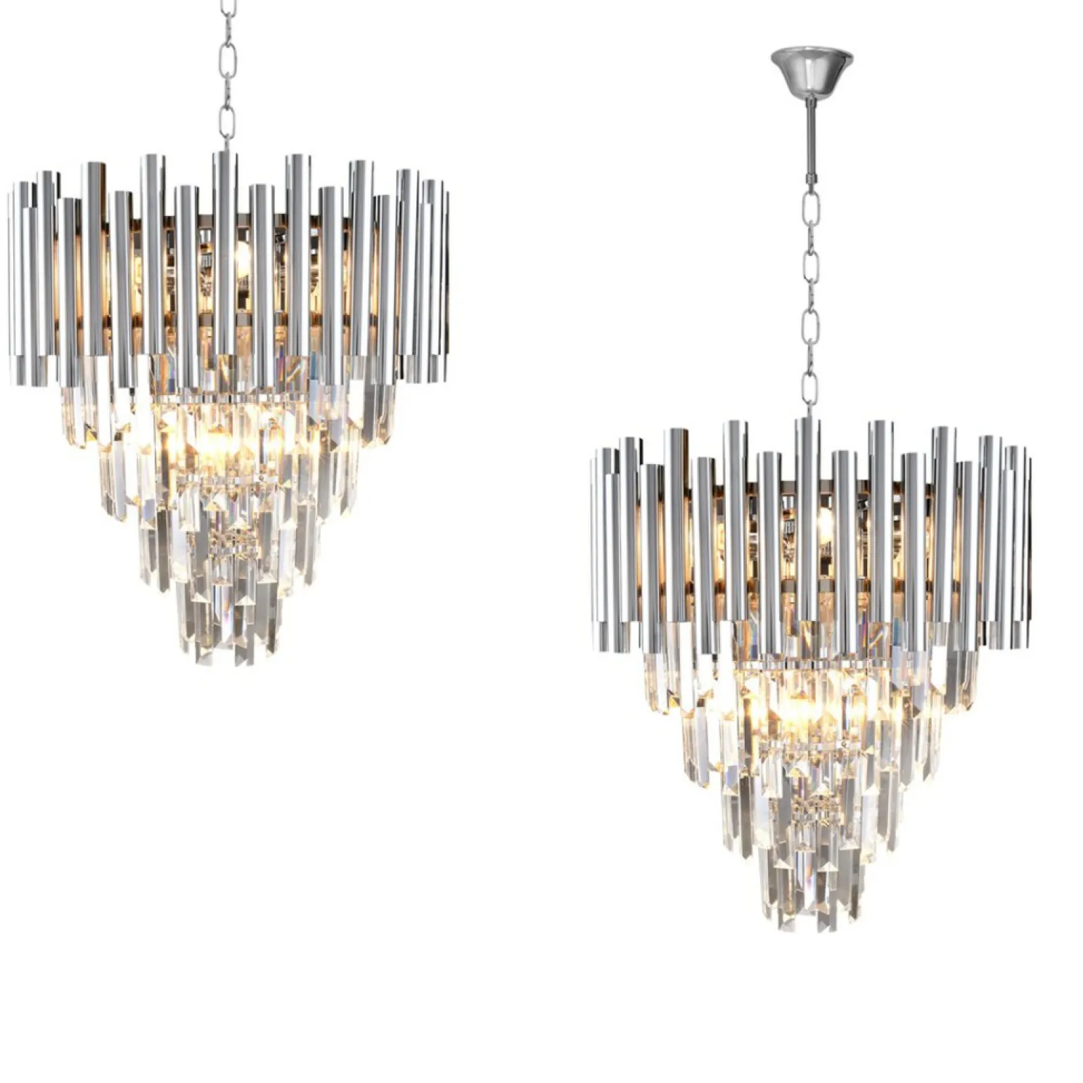 Shop Srebrny żyrandol z kryształami, na łańcuchu ML5991 MADISON | Kaja Żyrandole Nowoczesne