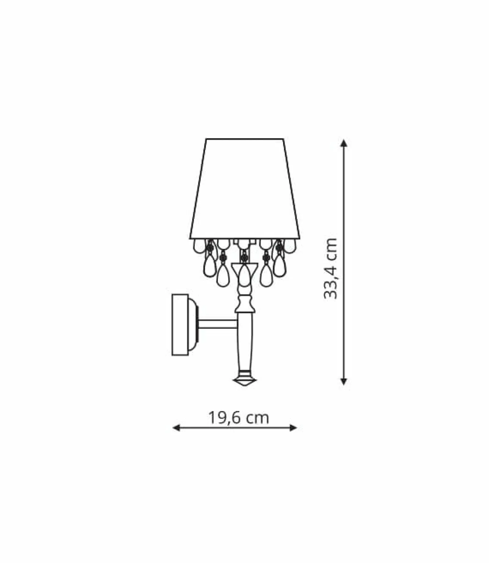 Sklep Kaja Stylowa lampa ścienna z kryształkami LP-0412/1W BK VIGO | Kaja* Kinkiety Tradycyjne
