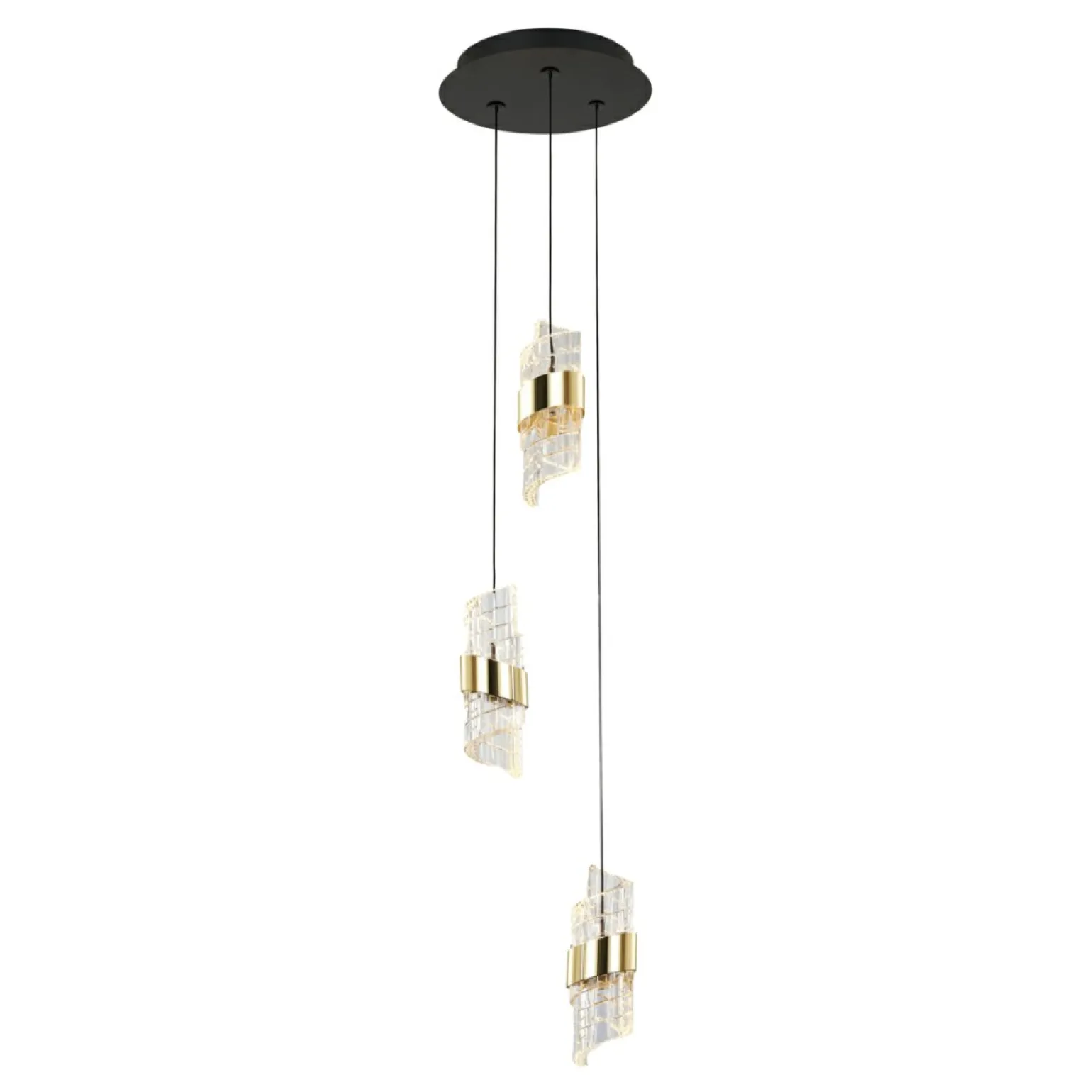 Clearance Stylowa lampa LED do sypialni PND-26374-3-23W-3K-BK-GD TONGA | Kaja Żyrandole Nowoczesne