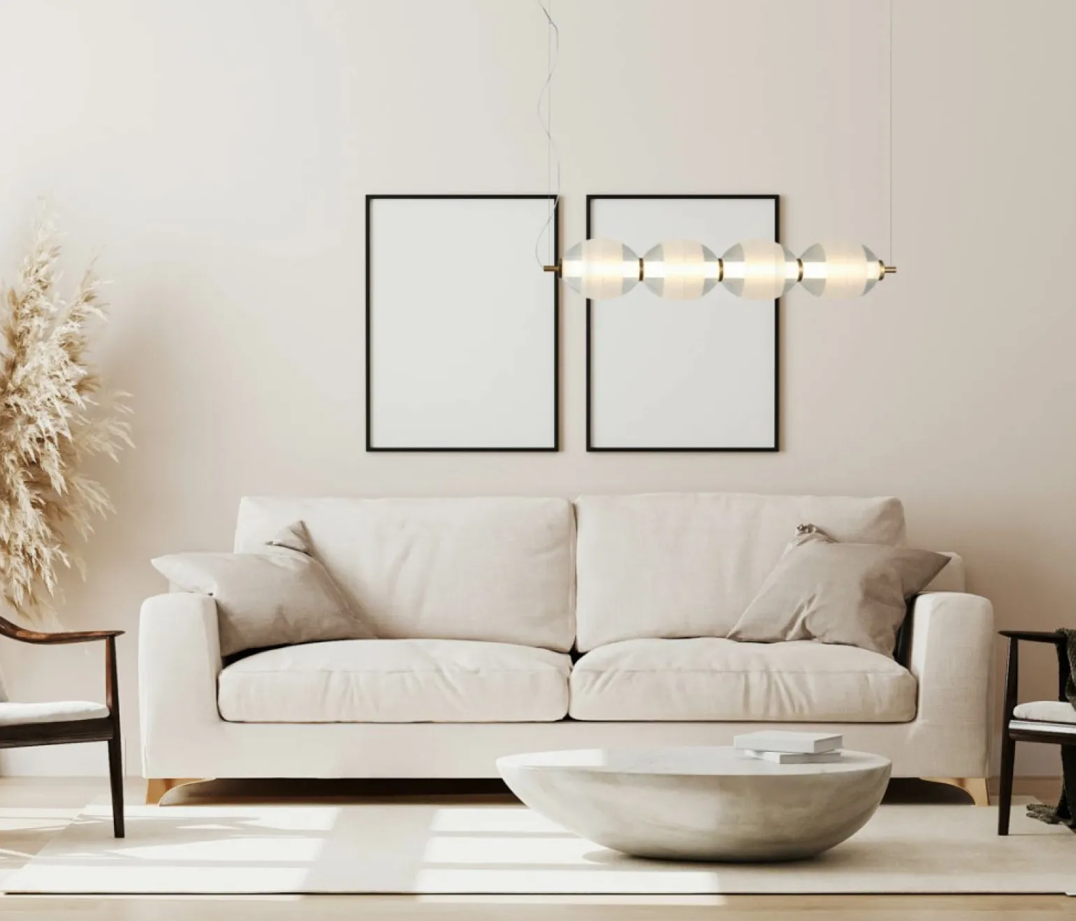Best Stylowa lampa LED nad wyspę kuchenną PND-45372-4-WH-CL RINOT | Kaja Żyrandole Nowoczesne