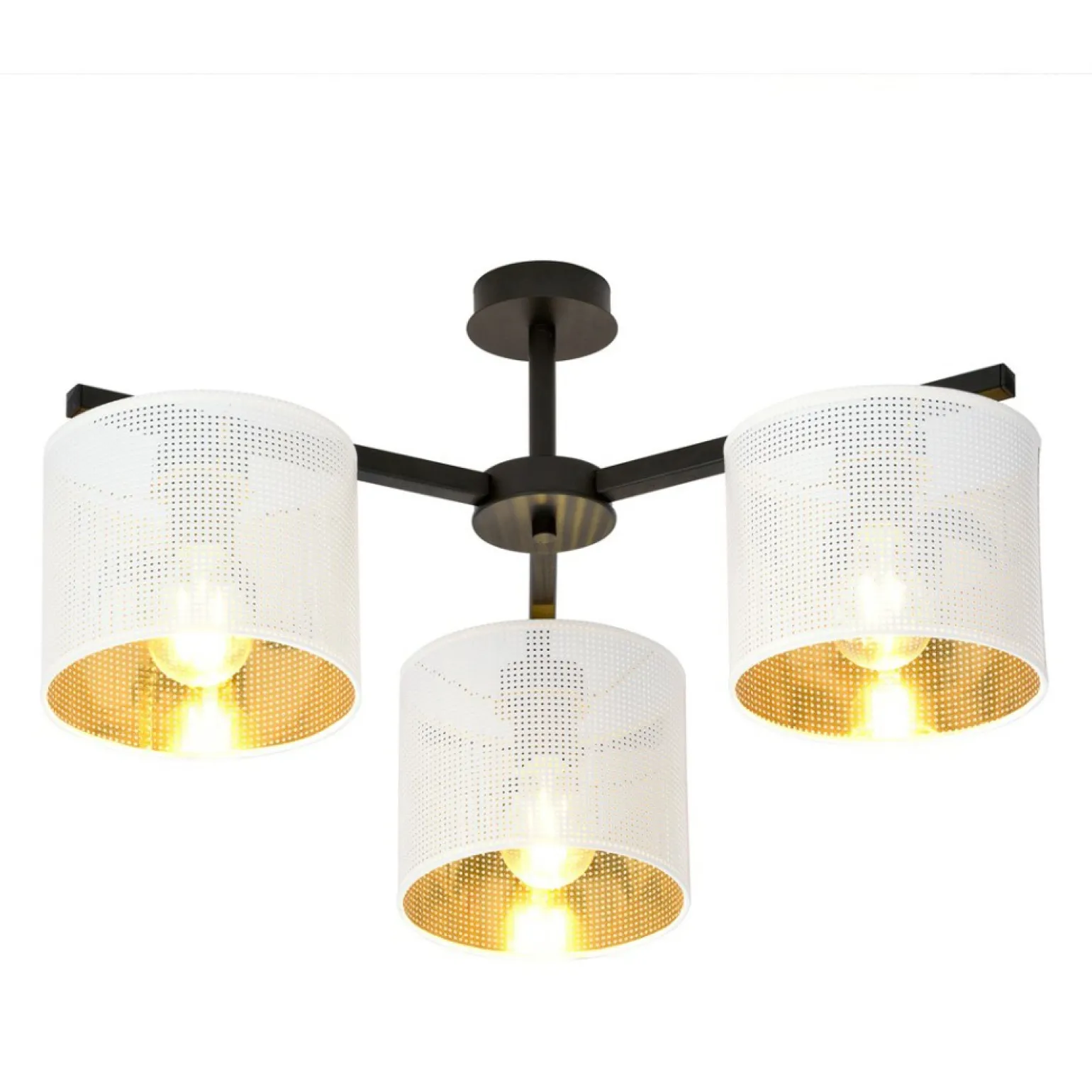 Cheap Stylowa lampa sufitowa z biało-złotymi abażurami 1145/3 JORDAN | Kaja Żyrandole Nowoczesne