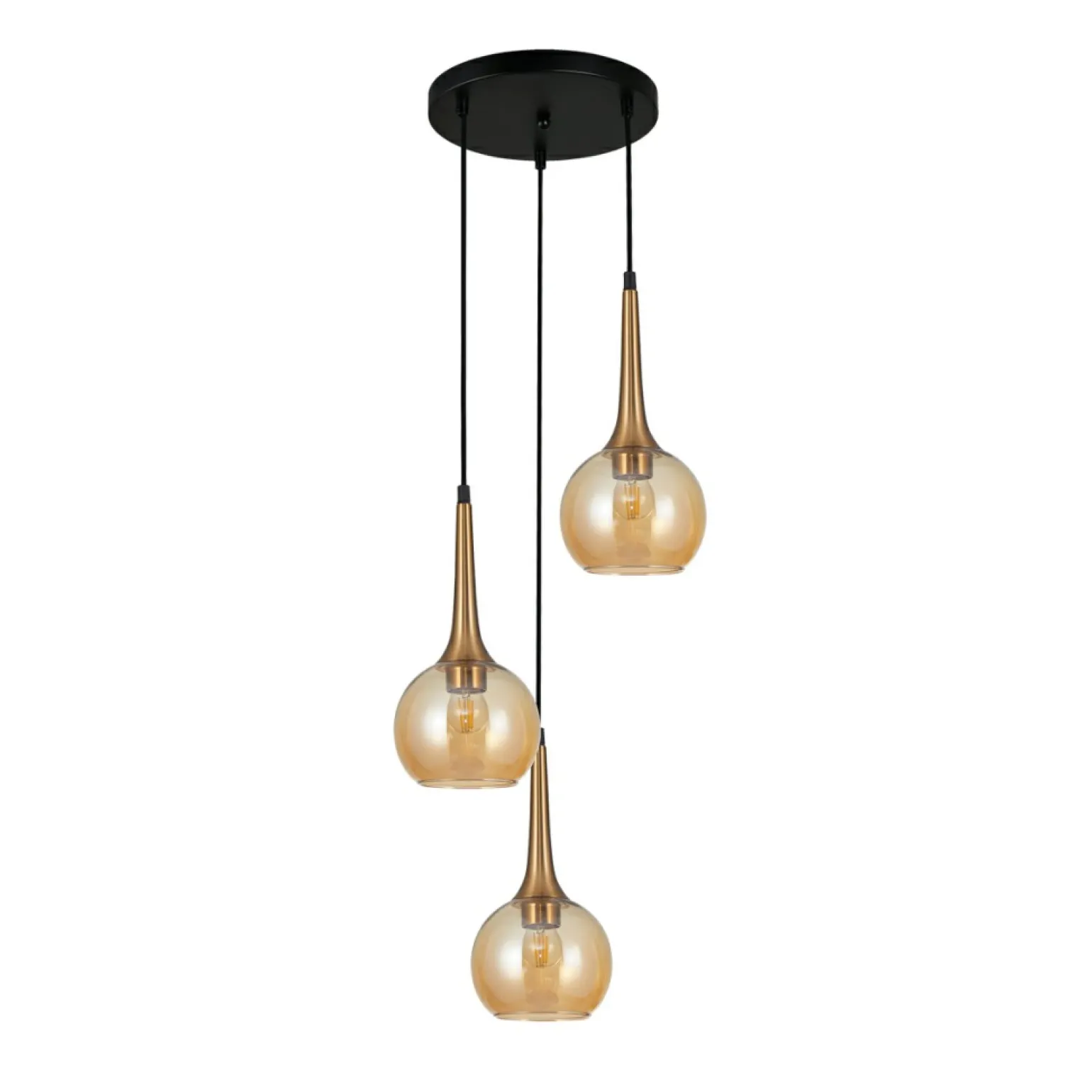 Fashion Stylowa lampa wisząca do kuchni PND-42361-3A-BRO-AMB z serii FAVERA Żyrandole Nowoczesne