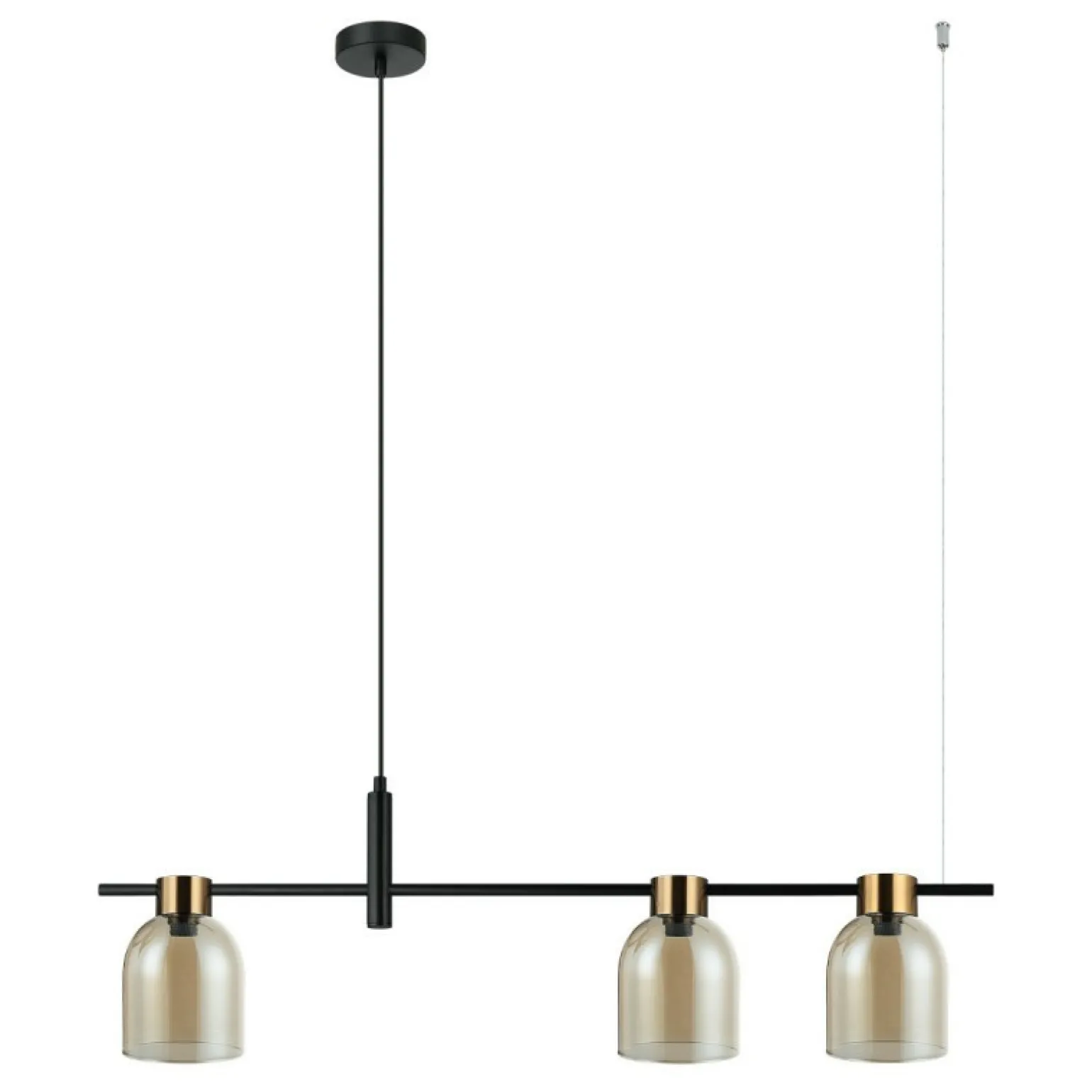 Sale Stylowa lampa wisząca do salonu PND-66892-3-BK-AMB z serii SERVIO Żyrandole Nowoczesne