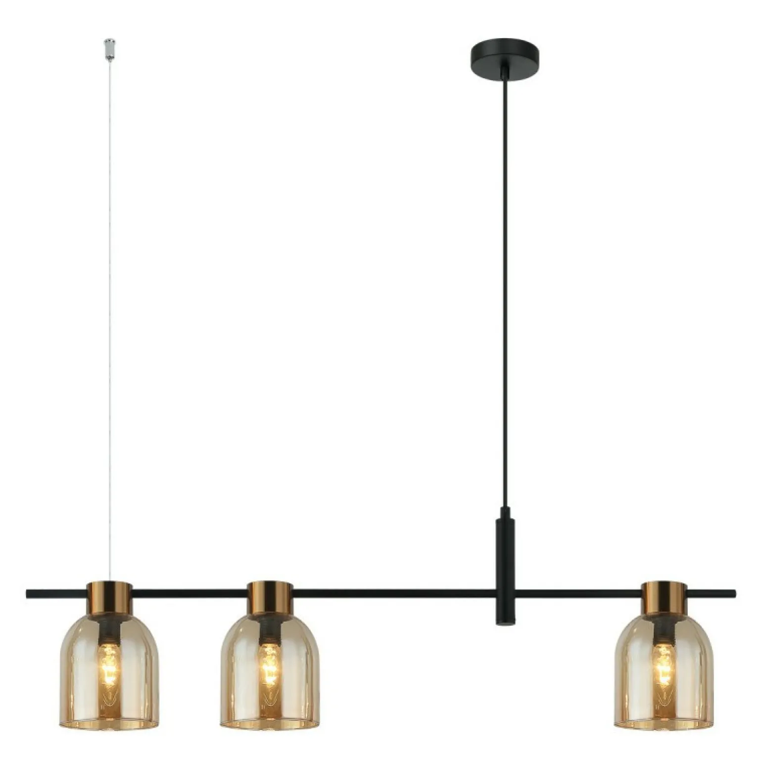 Sale Stylowa lampa wisząca do salonu PND-66892-3-BK-AMB z serii SERVIO Żyrandole Nowoczesne