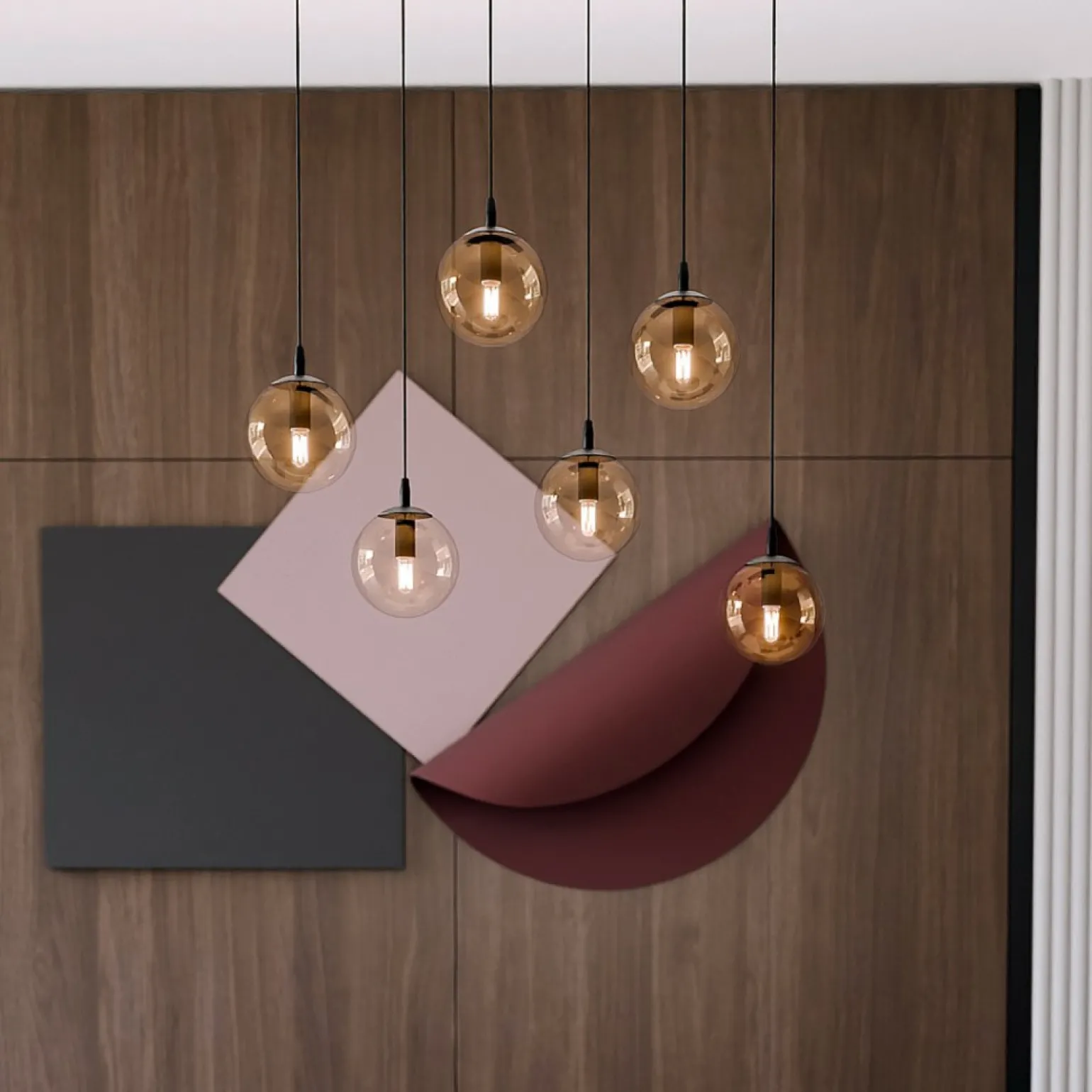 Best Stylowa lampa wisząca na listwie w kolorze miodu 713/6 | Kaja Żyrandole Nowoczesne