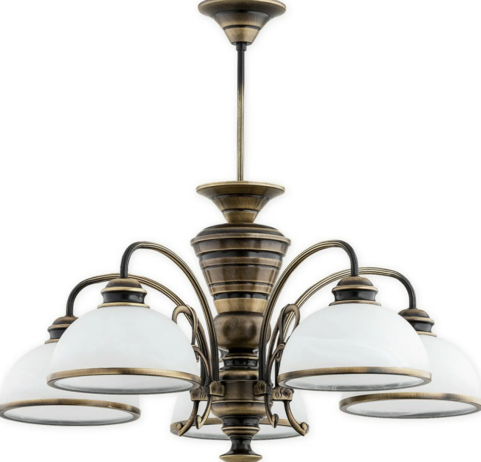 Sklep Kaja Stylowa lampa wisząca, pięć kloszy O3175 W5 PAT z serii LAMBDA | Kaja* Randole Tradycyjne
