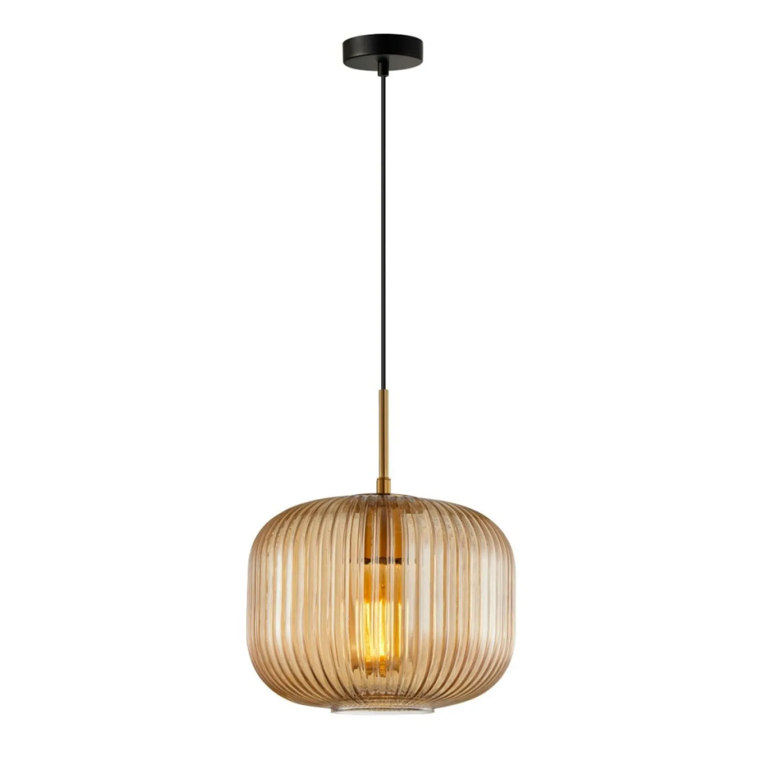 Sale Stylowa lampa z ryflowanym szkłem PND-26476-1-BRO-AMB z serii GAVINO Żyrandole Nowoczesne