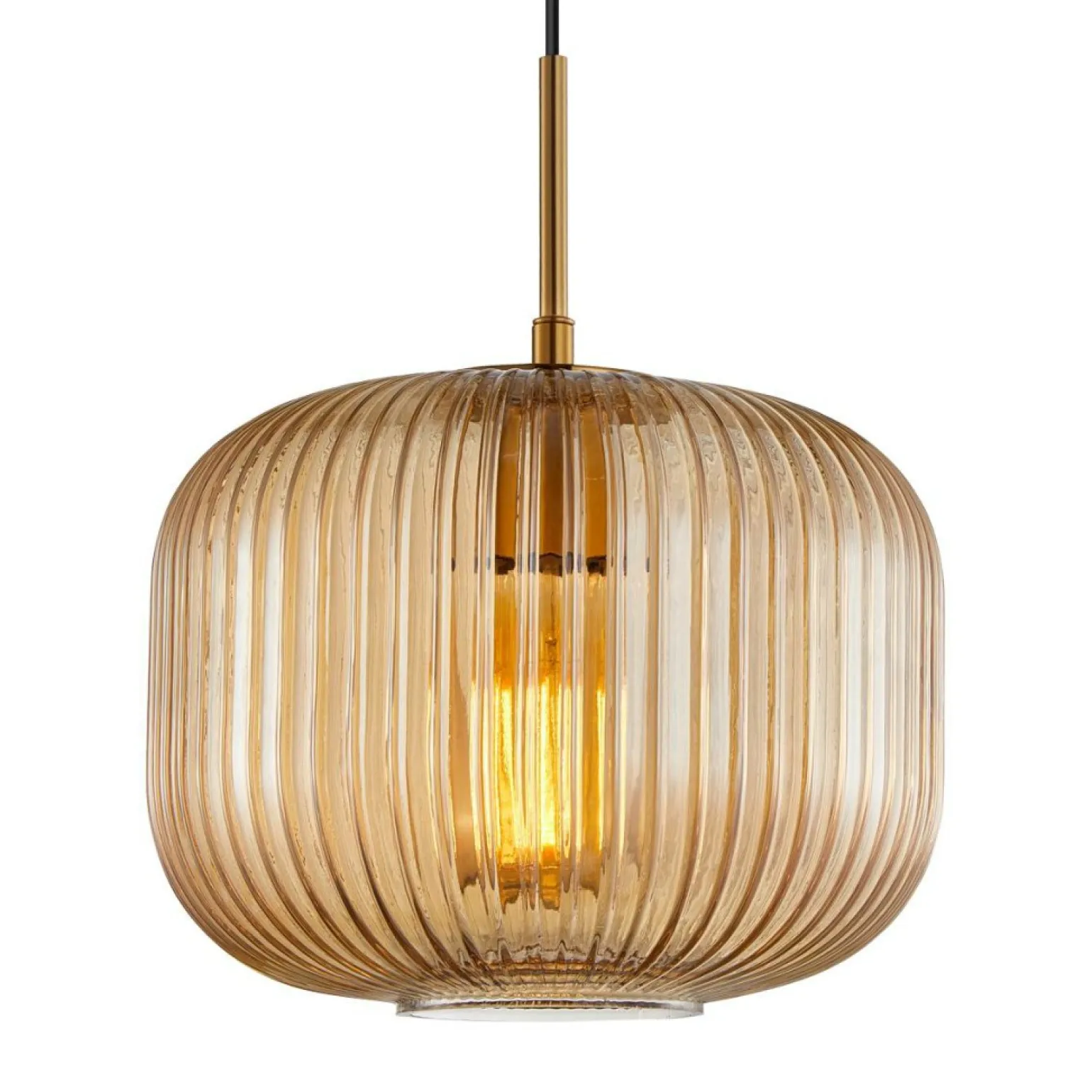 Sale Stylowa lampa z ryflowanym szkłem PND-26476-1-BRO-AMB z serii GAVINO Żyrandole Nowoczesne