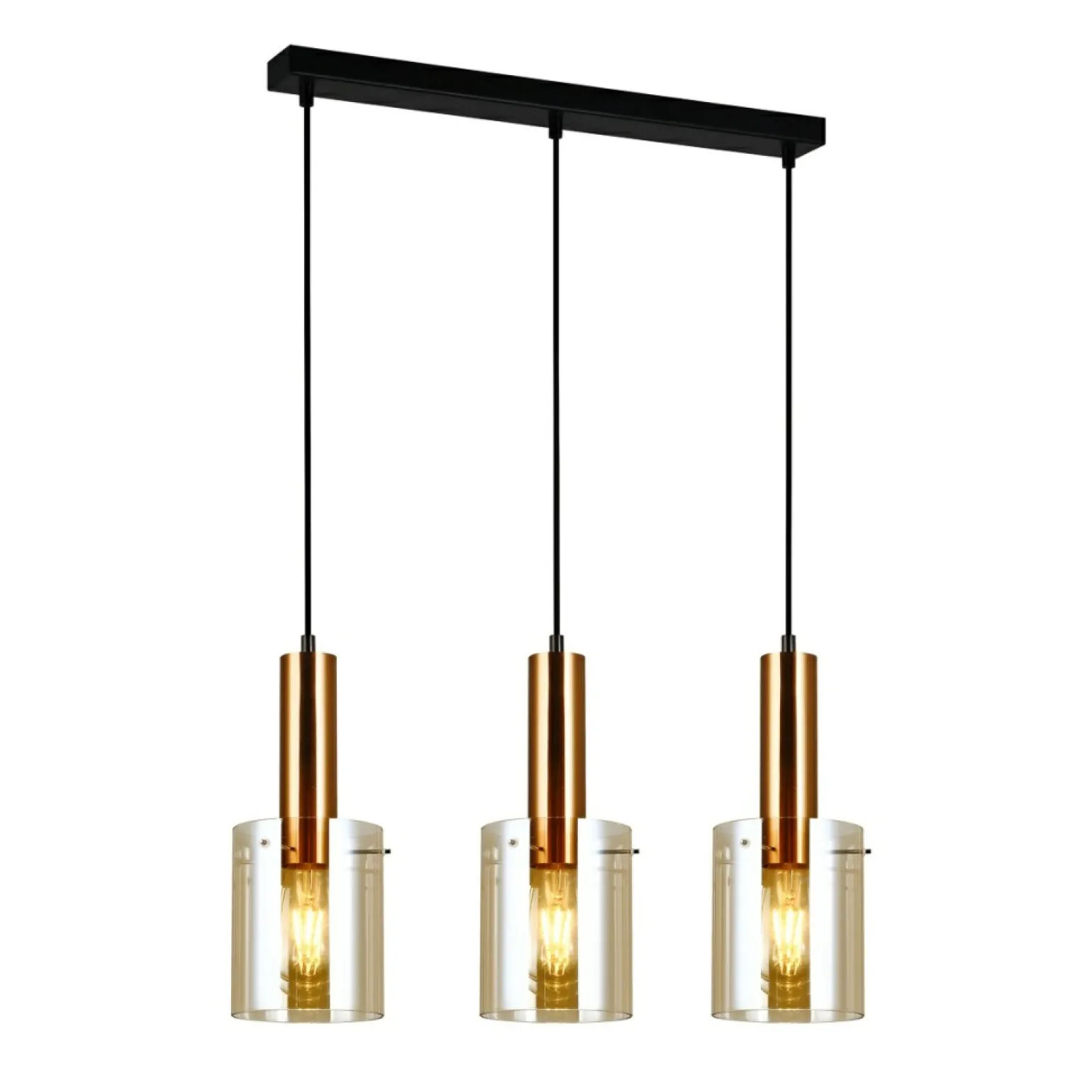 Flash Sale Stylowa lampa z wąskimi kloszami PND-5581-3-BRO+AMB SARDO | Kaja Żyrandole Nowoczesne