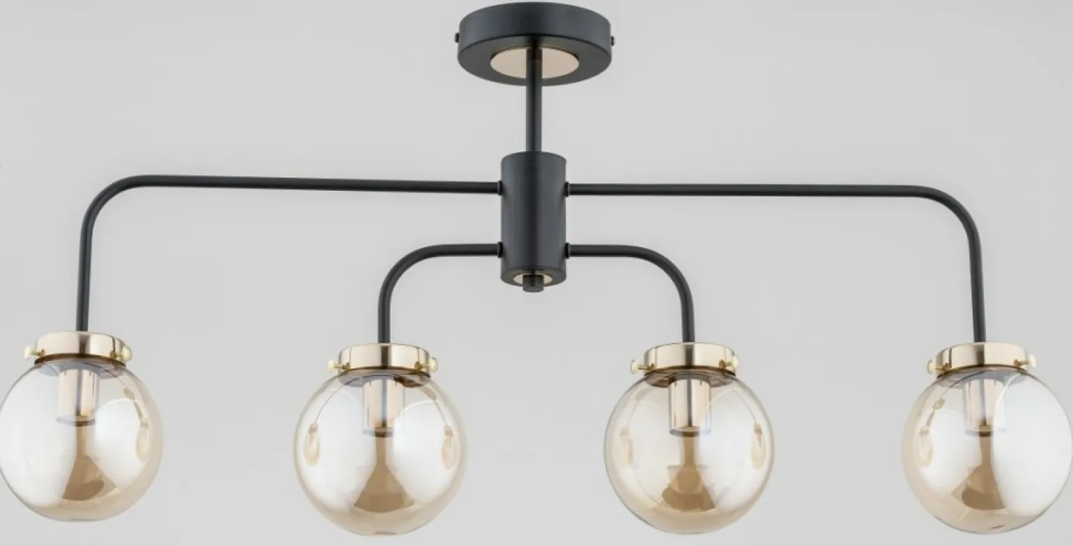 Cheap Symetryczna lampa sufitowa na 4 bursztynowe klosze AL 25504 | Kaja Żyrandole Nowoczesne