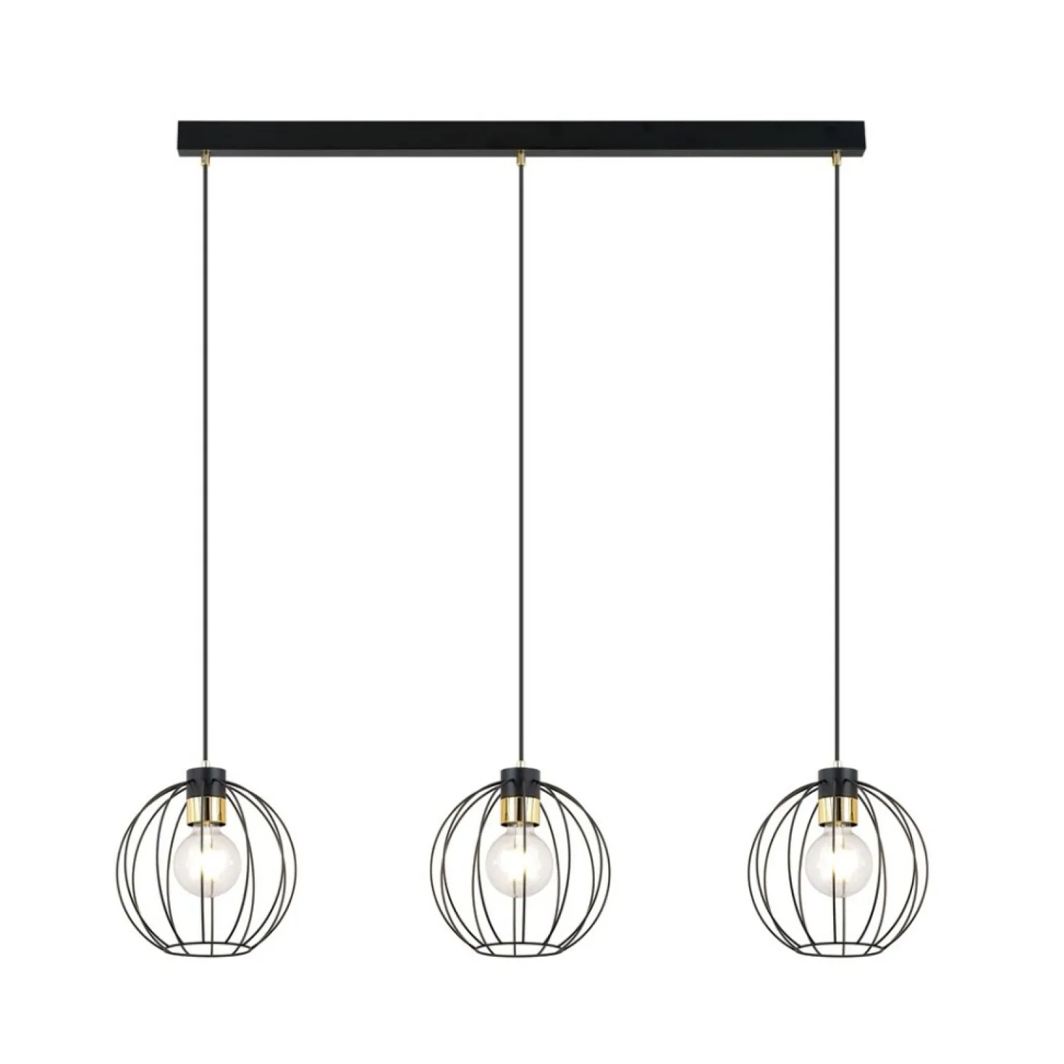 Best Symetryczna lampa wisząca na listwie czarno-złota 1222/3 z serii GINO Żyrandole Nowoczesne