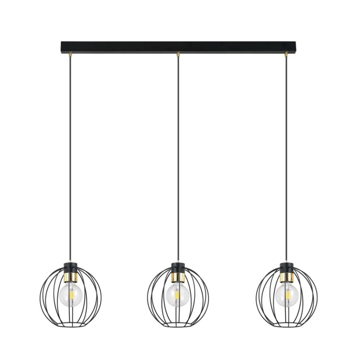 Best Symetryczna lampa wisząca na listwie czarno-złota 1222/3 z serii GINO Żyrandole Nowoczesne