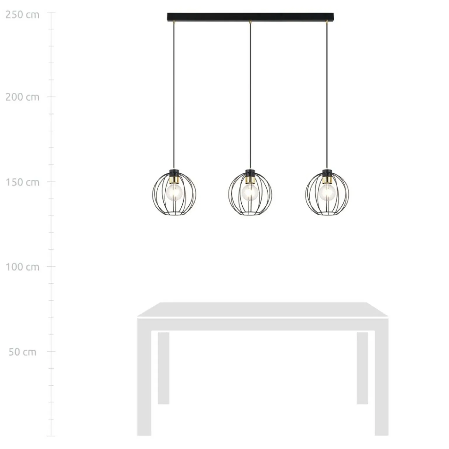 Best Symetryczna lampa wisząca na listwie czarno-złota 1222/3 z serii GINO Żyrandole Nowoczesne