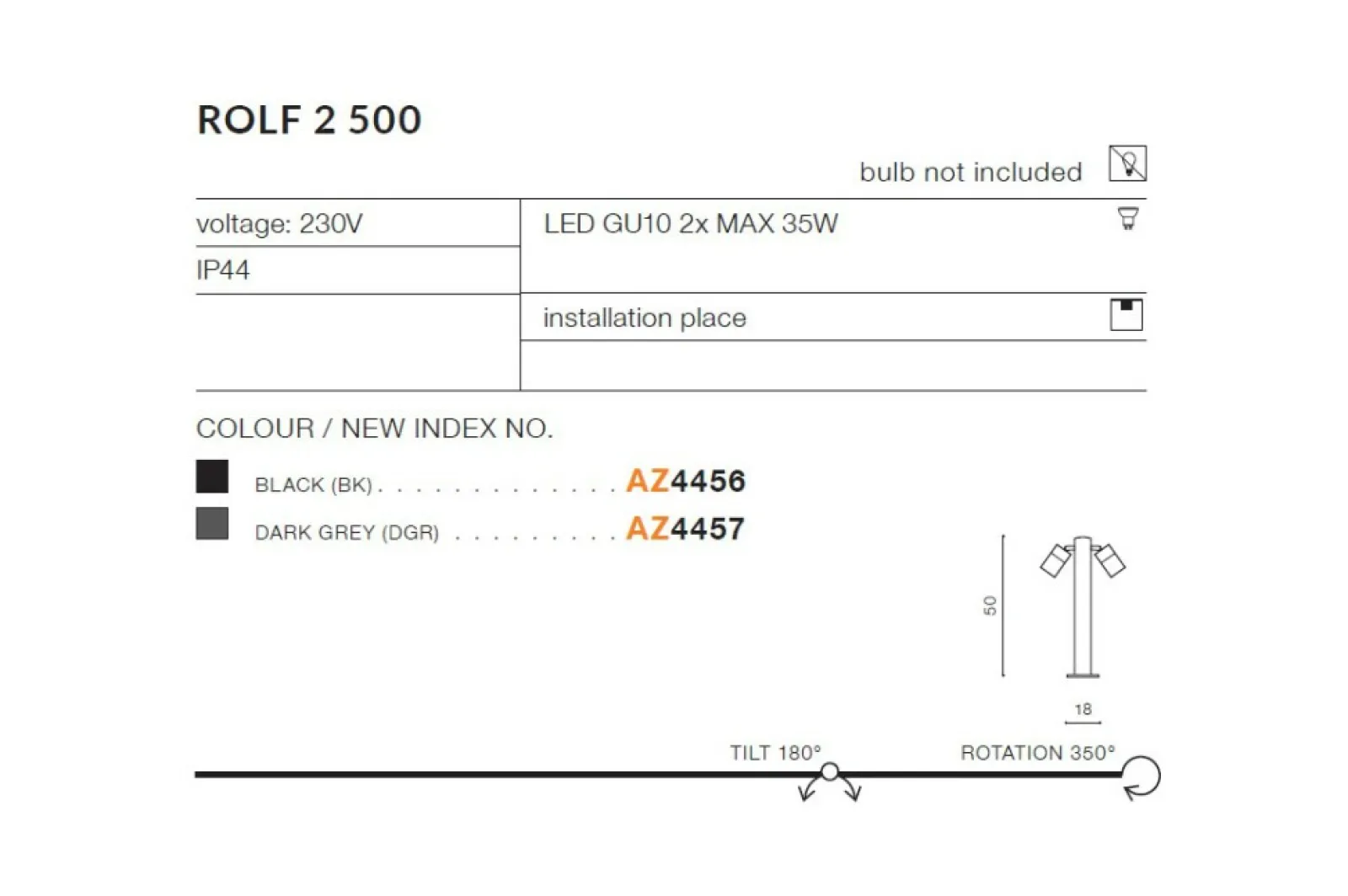 Sklep Kaja Szara lampa ogrodowa stojąca ruchoma 50cm AZ4457 ROLF | Kaja* Lampy Ogrodowe Stojące