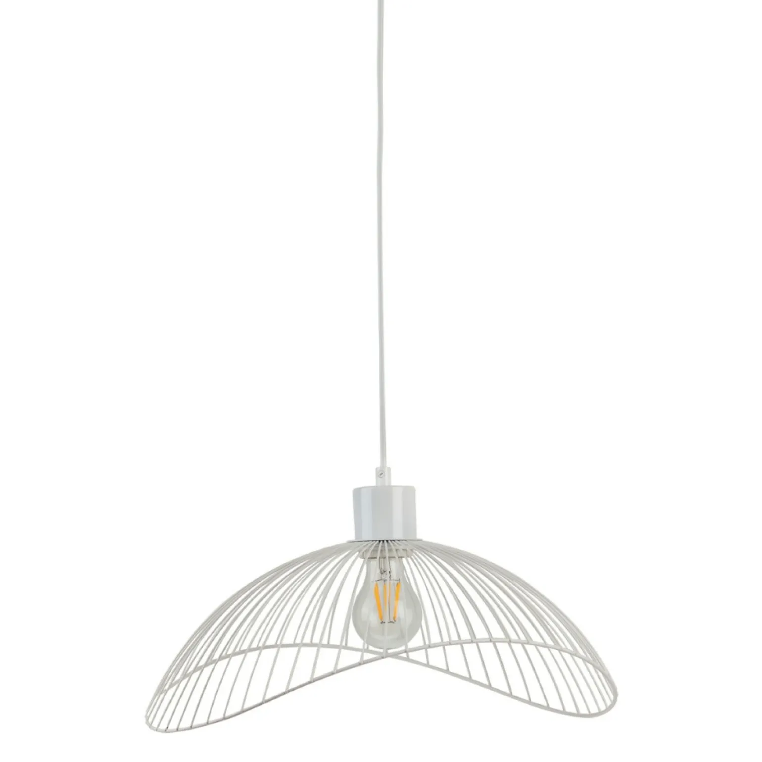 Outlet Szeroka, biała lampa wisząca ⌀50 PND-1702-1-L-W NUNEZ | Kaja Żyrandole Nowoczesne