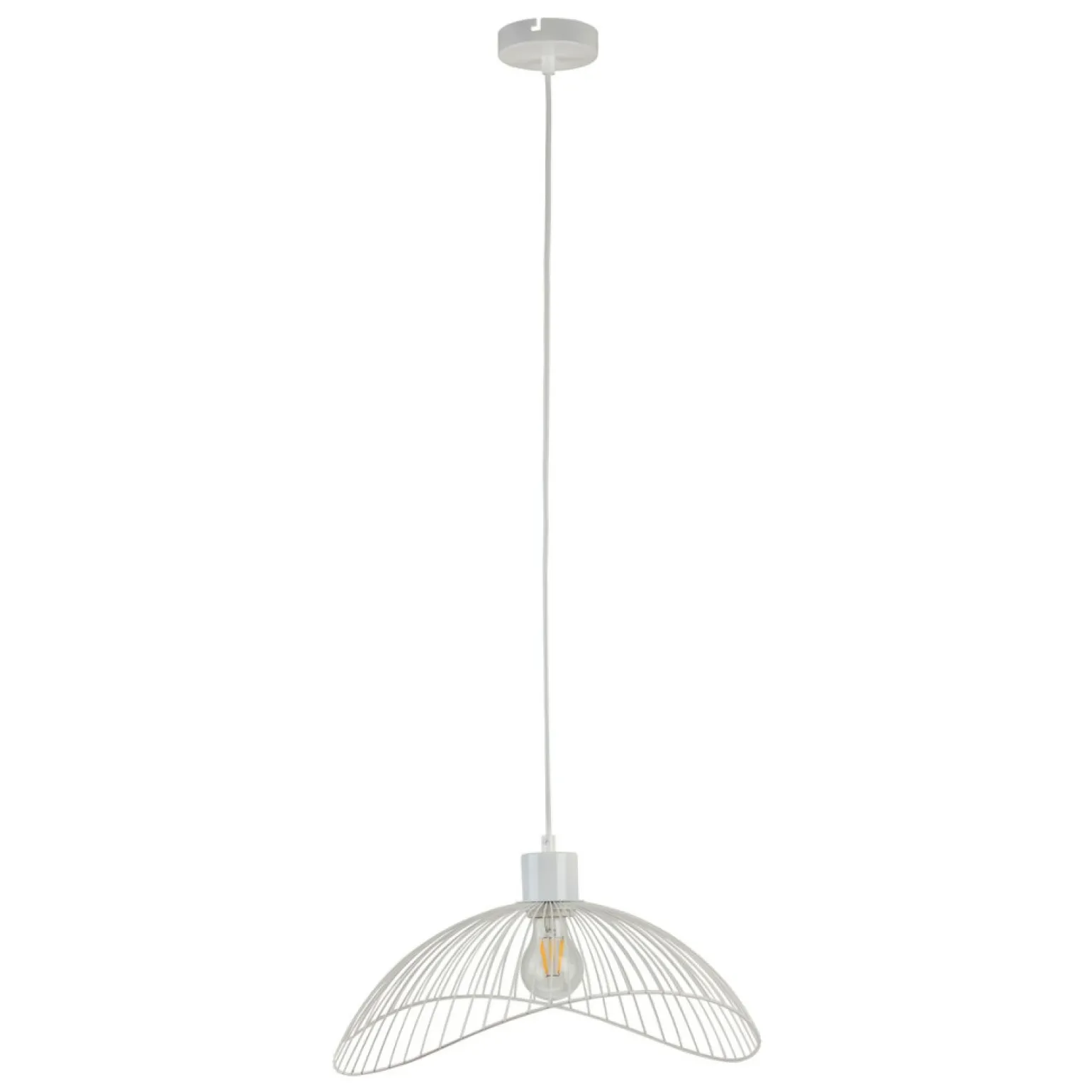 Outlet Szeroka, biała lampa wisząca ⌀50 PND-1702-1-L-W NUNEZ | Kaja Żyrandole Nowoczesne