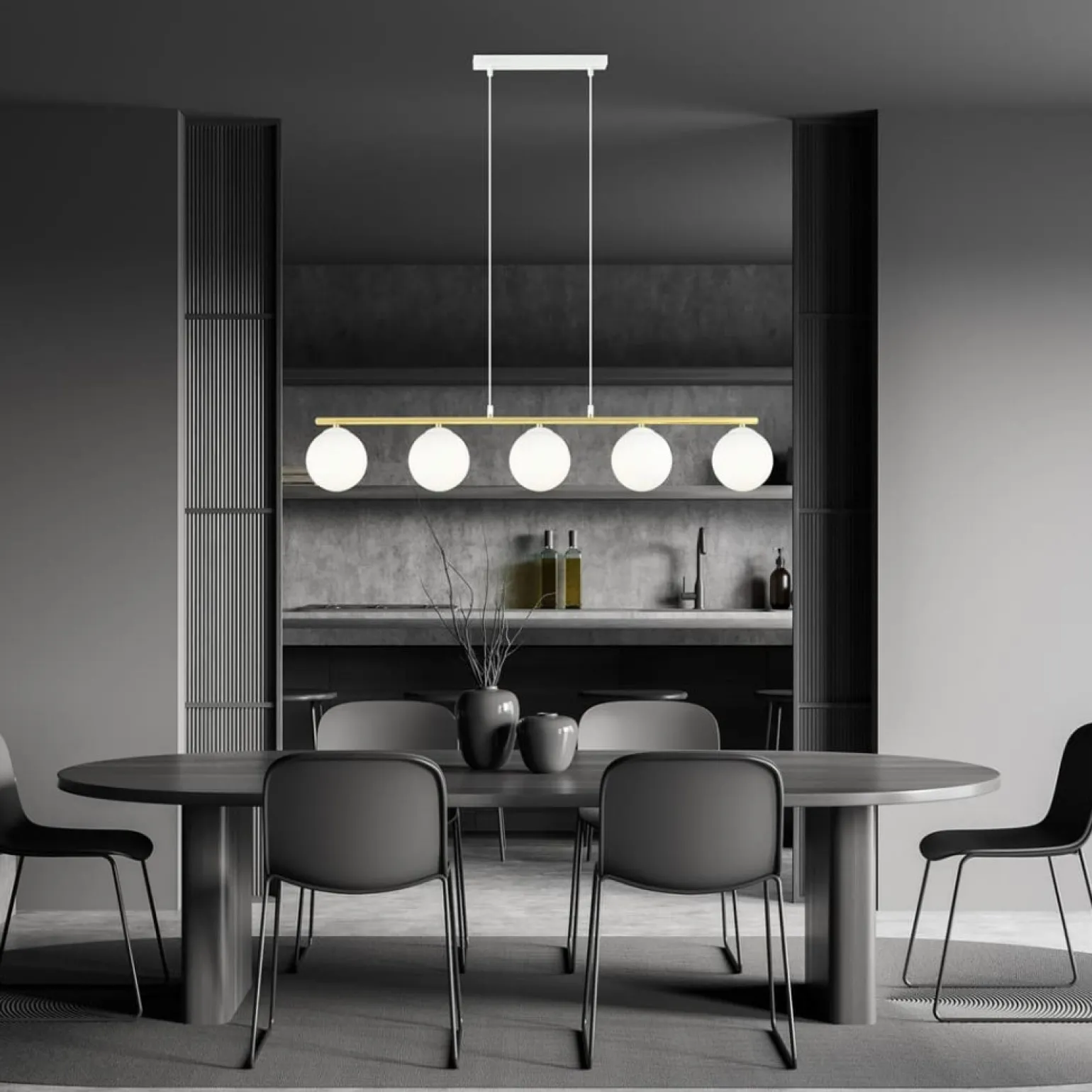 Sale Szeroka lampa wisząca do eleganckiej jadalni 1255/5 z serii ALLORA Żyrandole Nowoczesne