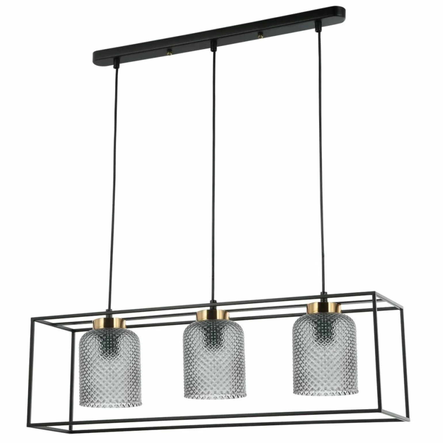 Store Szeroka lampa wisząca nad stół PND-23231-3-BK+SG SINELLA | Kaja Żyrandole Nowoczesne