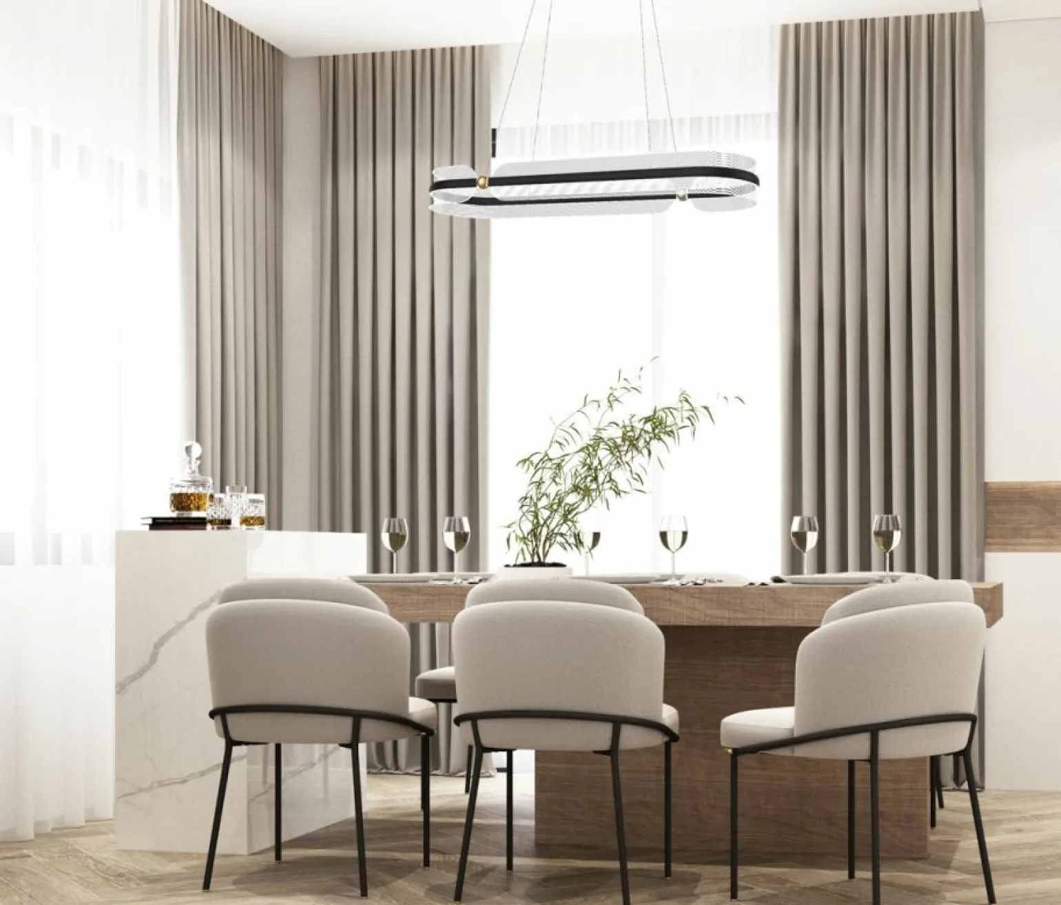 Cheap Szeroka lampa wisząca nad stół PND-63728-56W-3K-BK-GD SOPLA | Kaja Żyrandole Nowoczesne