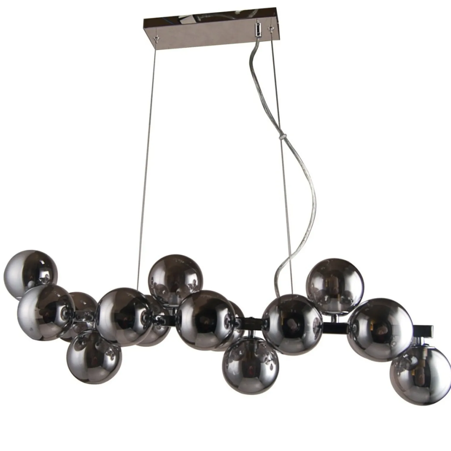 Fashion Szeroka lampa wisząca PND-6161-16 CH+SM MARBELIO | Kaja Oświetlenie Żyrandole Nowoczesne