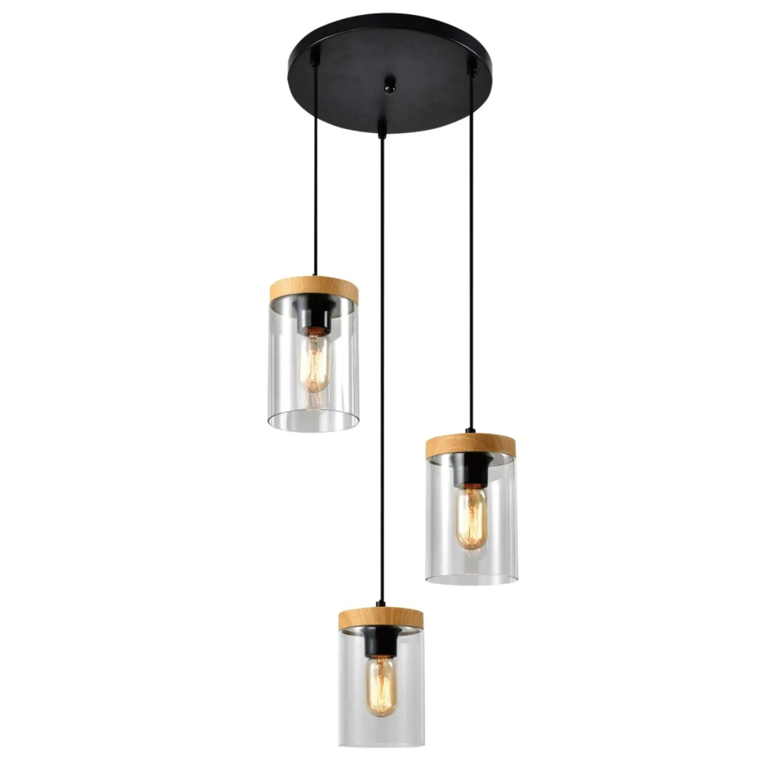 Best Szklana lampa wisząca do salonu, na 3 żarówki 33-22011 z serii WELS | Kaja Oświe Żyrandole Nowoczesne