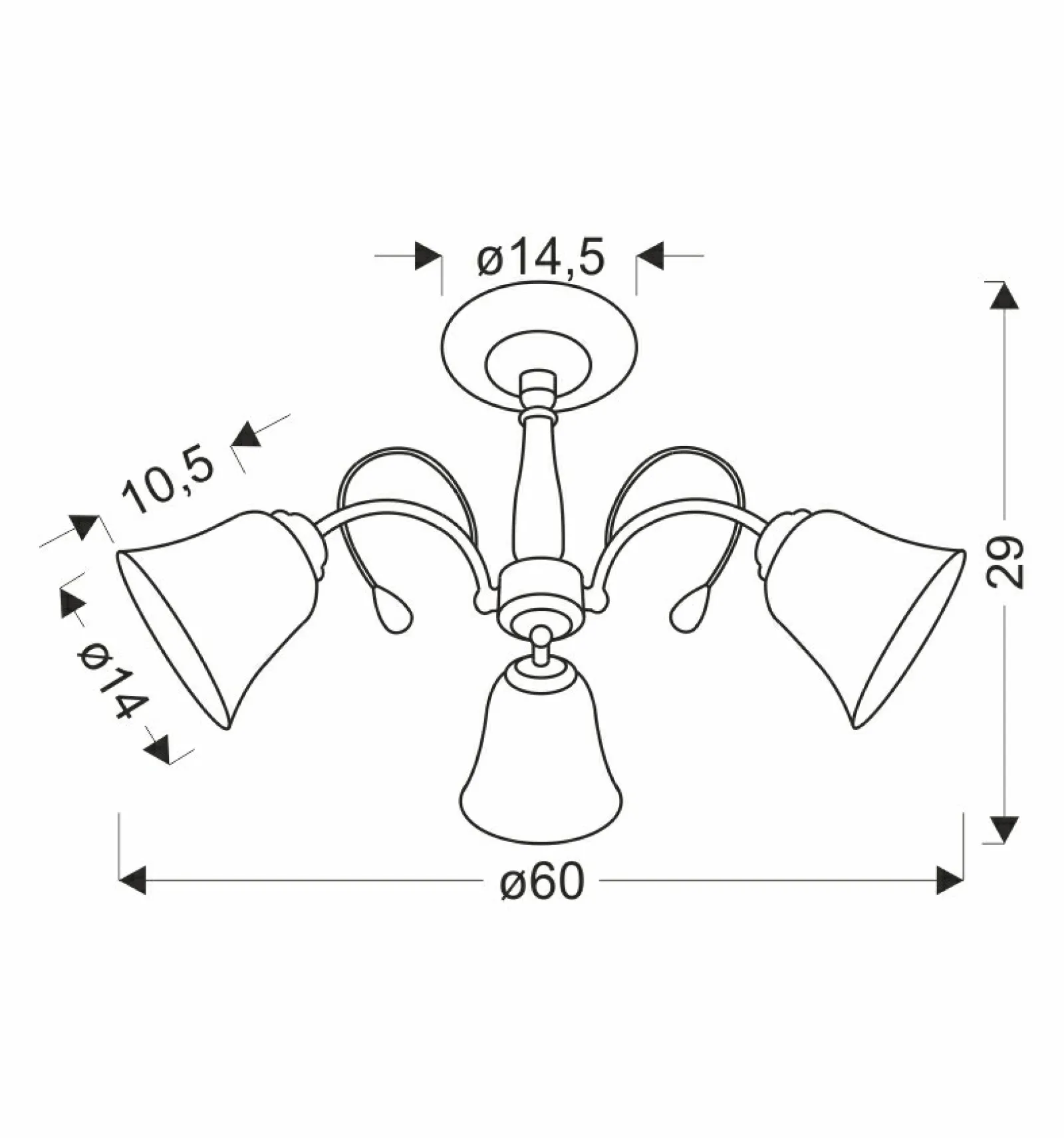Sklep Kaja Trójramienna, elegancka lampa sufitowa 33-22424 ORA | Kaja Oświetlenie* Randole Tradycyjne