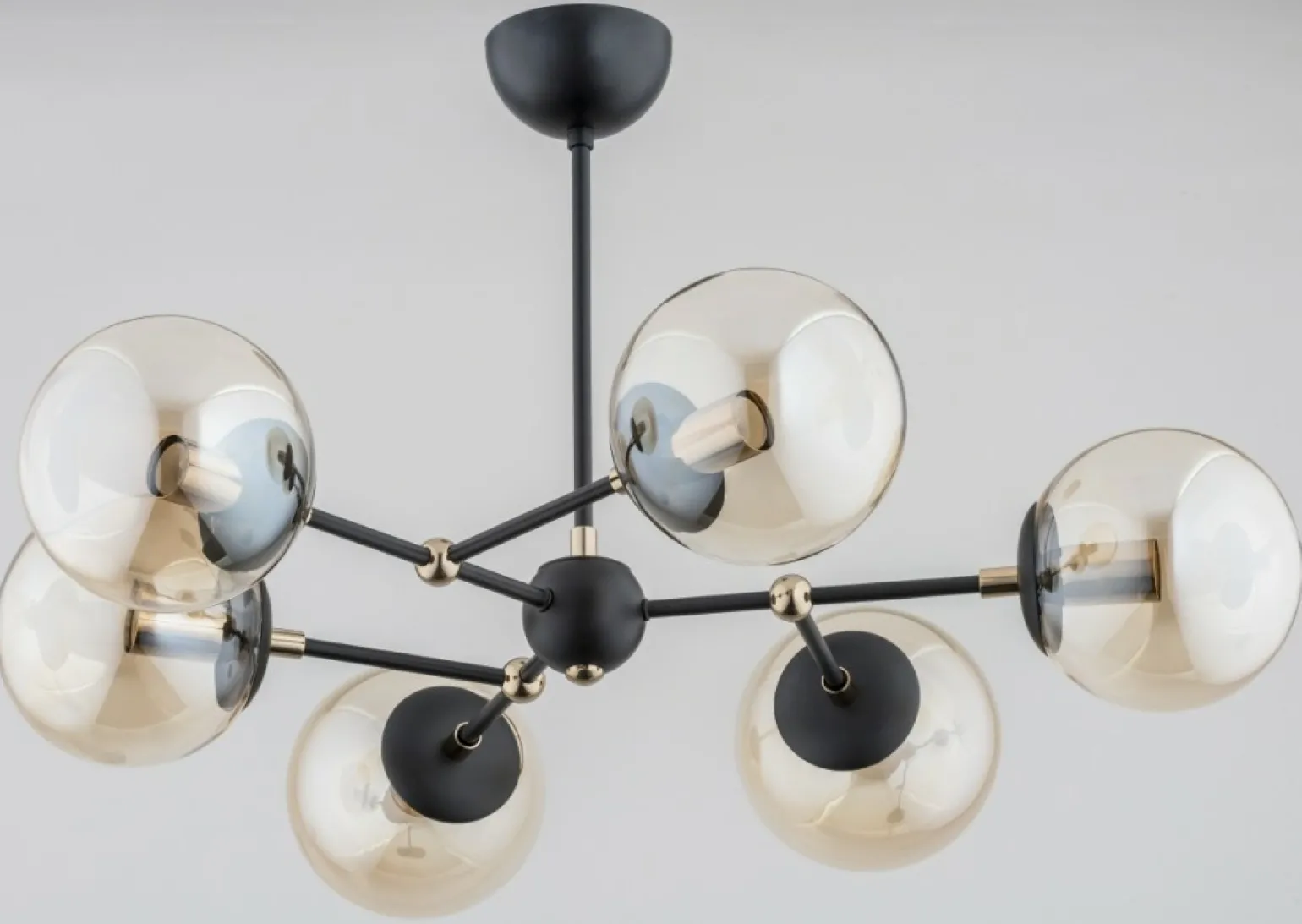 Best Unikatowa lampa sufitowa z 6 szklanymi kloszami AL 60818 | Kaja Żyrandole Nowoczesne