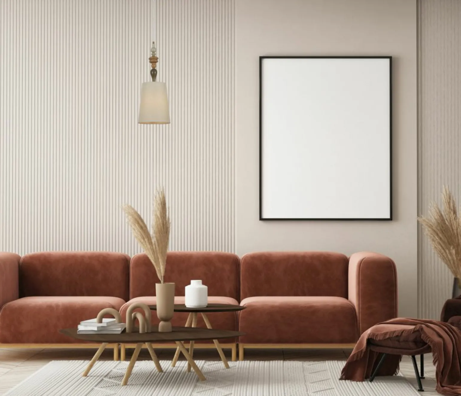 Sale Wąska, abażurowa lampa wisząca do sypialni PND-84678C-AB MOREN | Kaja Żyrandole Nowoczesne