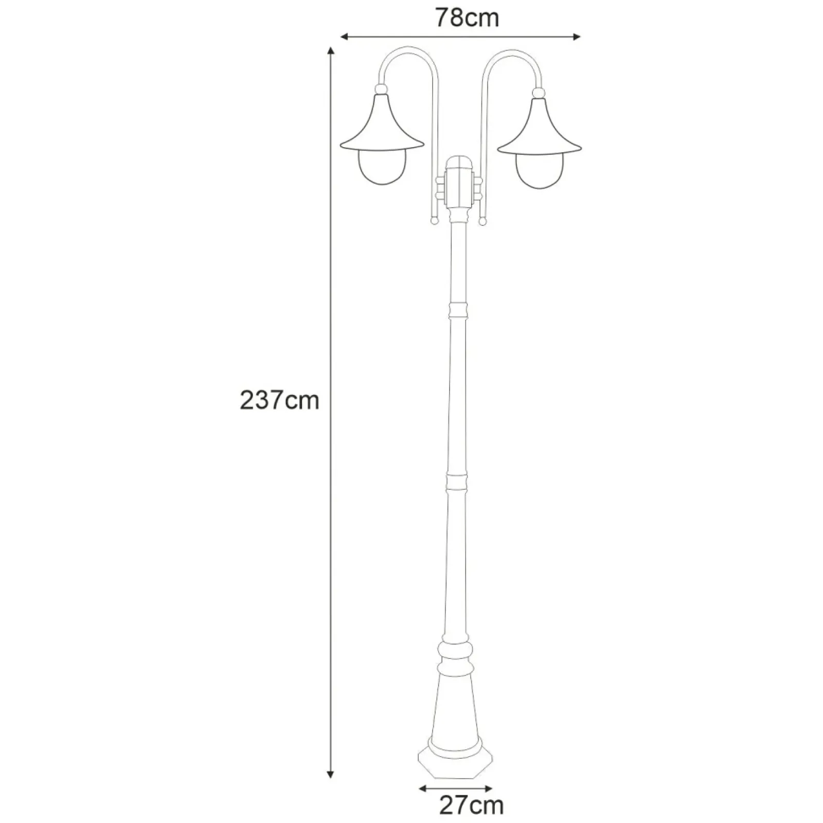 Sklep Kaja Wysoka dwuramienna latarnia ogrodowa K-8127 CZ/ZŁ BOSTON | Kaja* Latarnie Ogrodowe | Lampy Ogrodowe Stojące