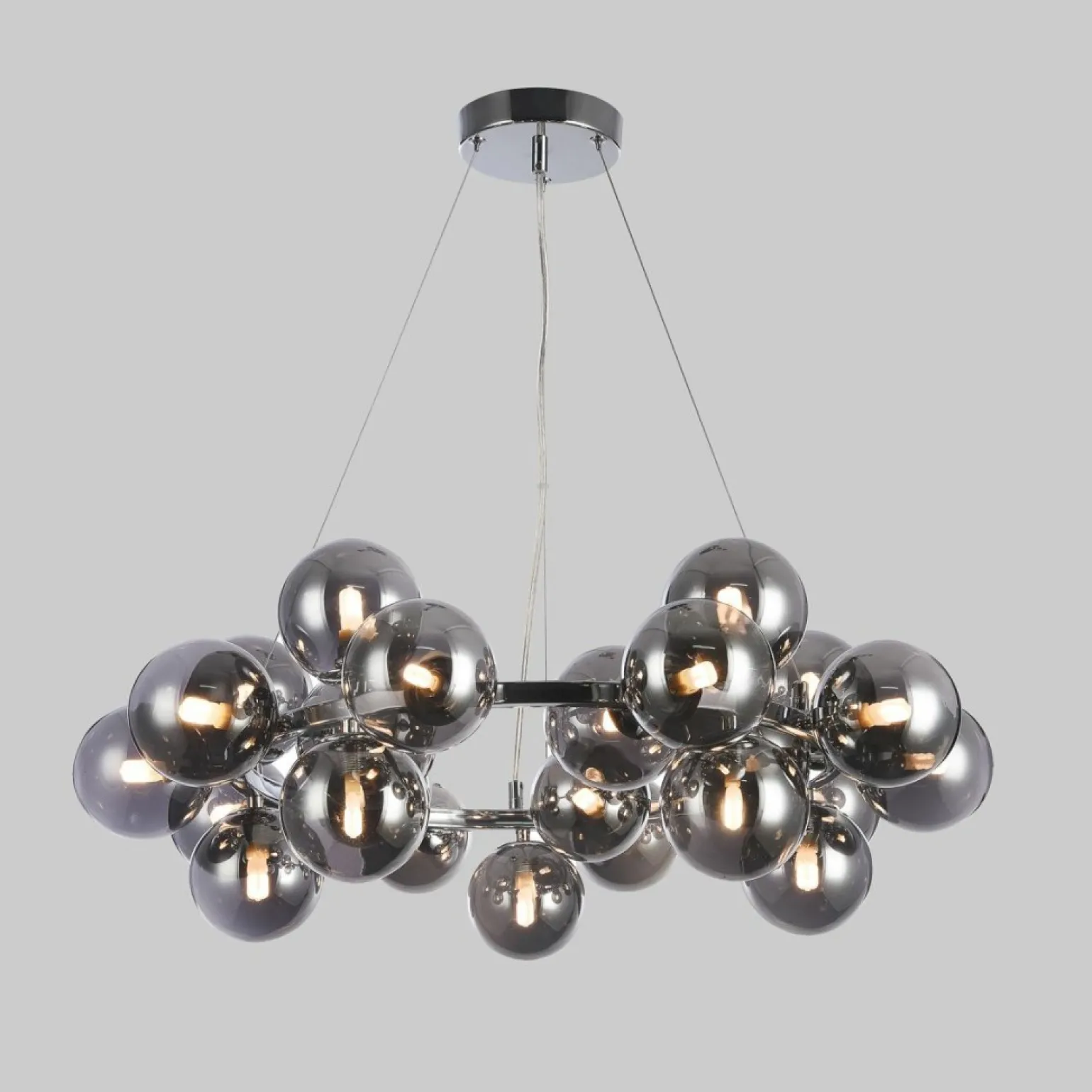 Cheap Żyrandol z szarymi kloszami PND-5252-25-CH+SMK CABELLA | Kaja Żyrandole Nowoczesne